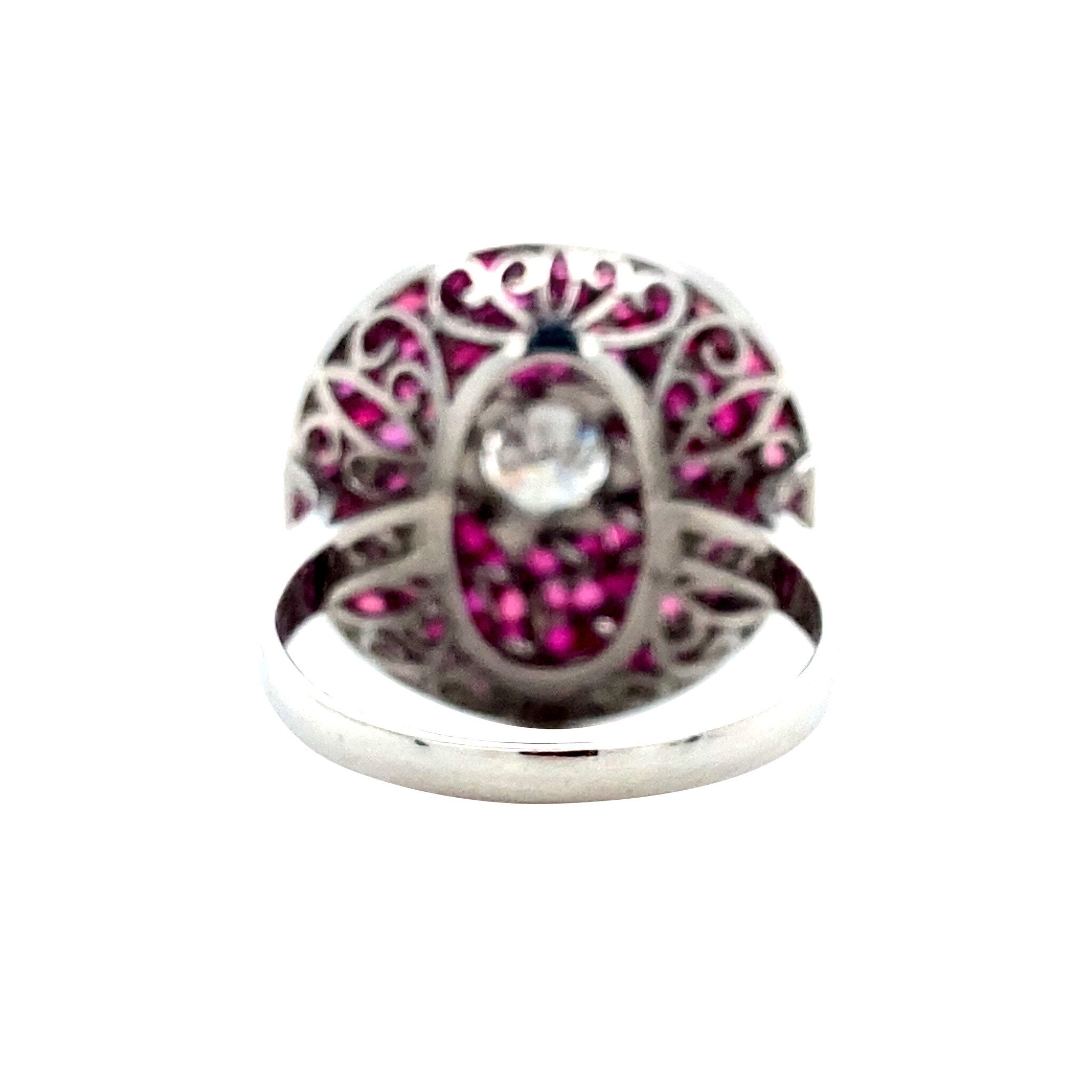 Platina ring met robijn en diamant 950