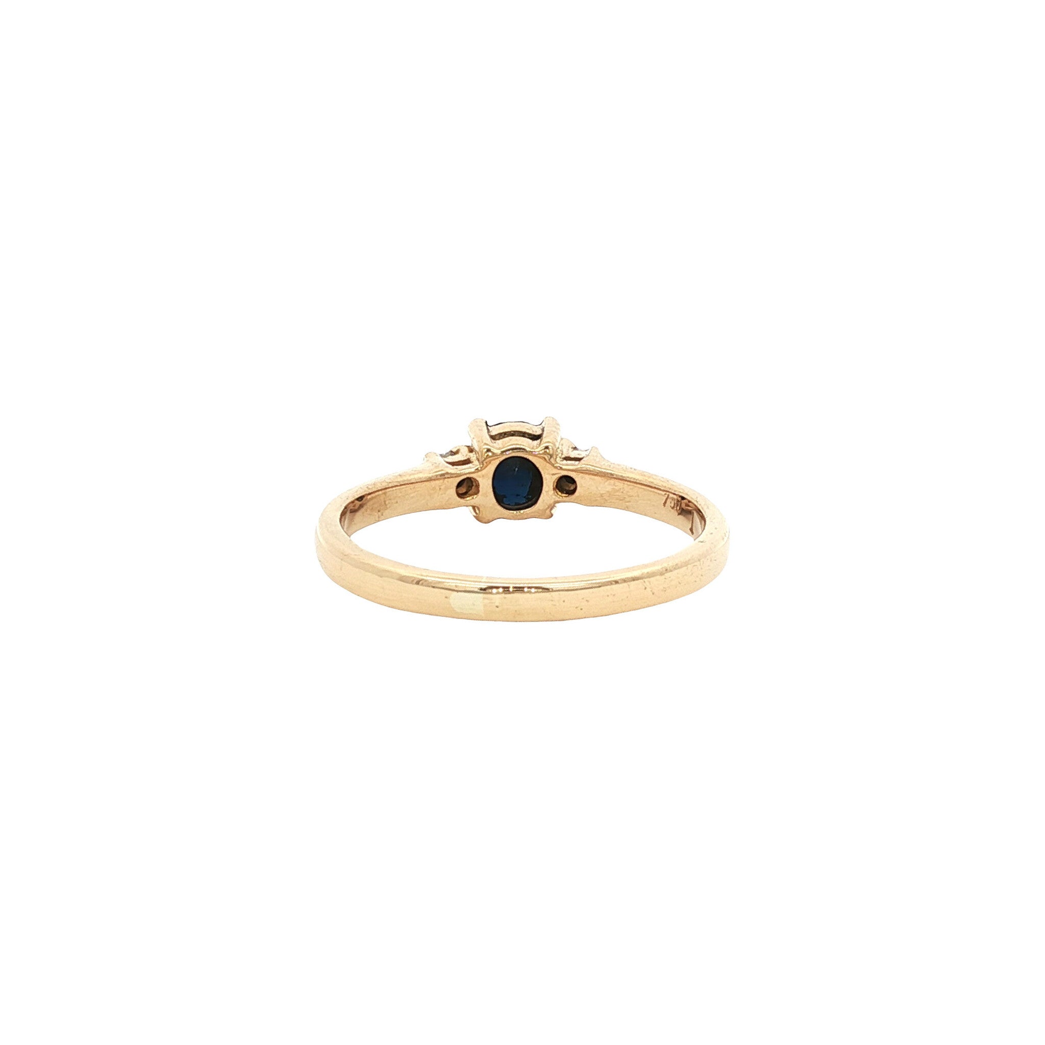 Vintage 18 kt gold ring with sapphire and diamond