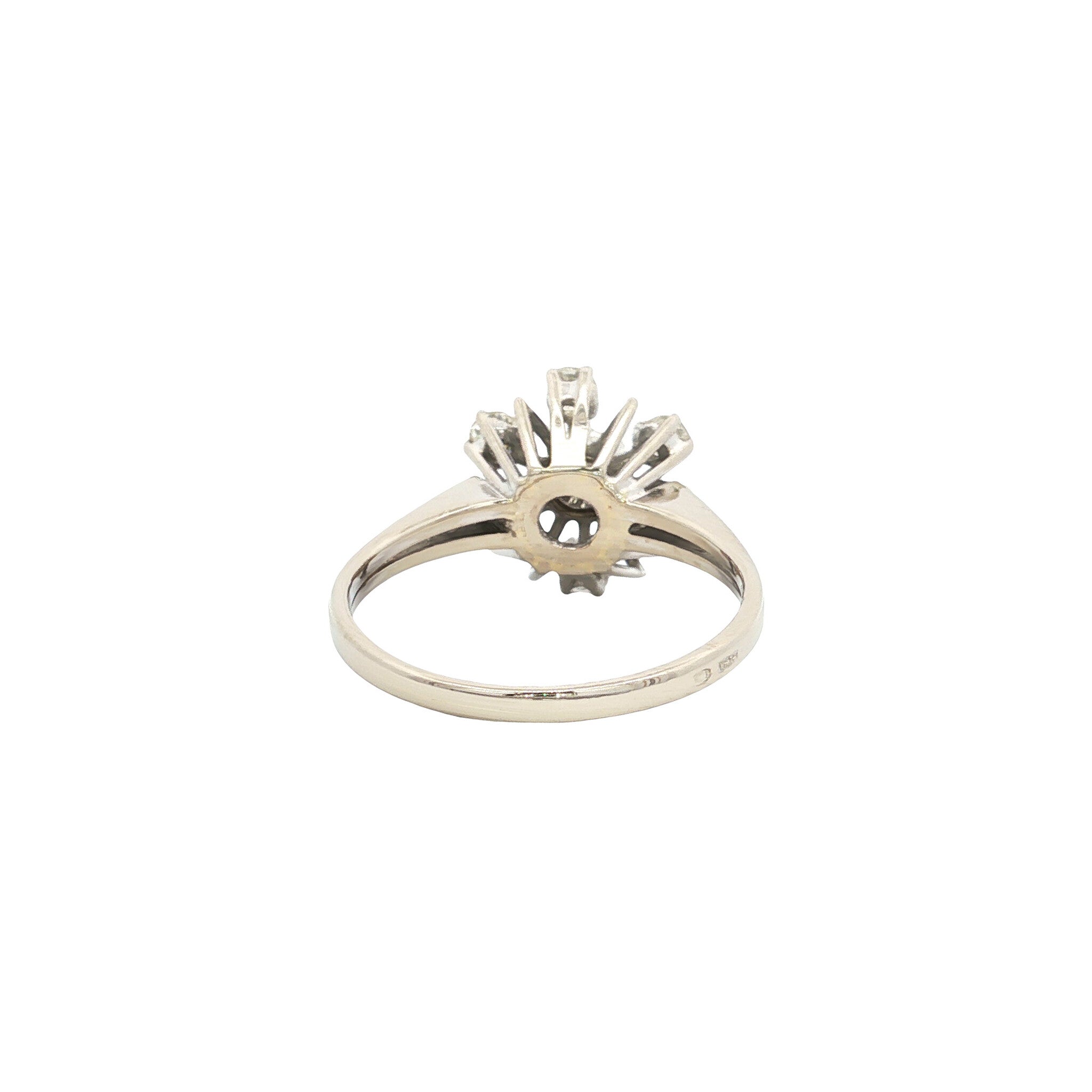 Witgouden vintage entourage ring met diamant 14 kt