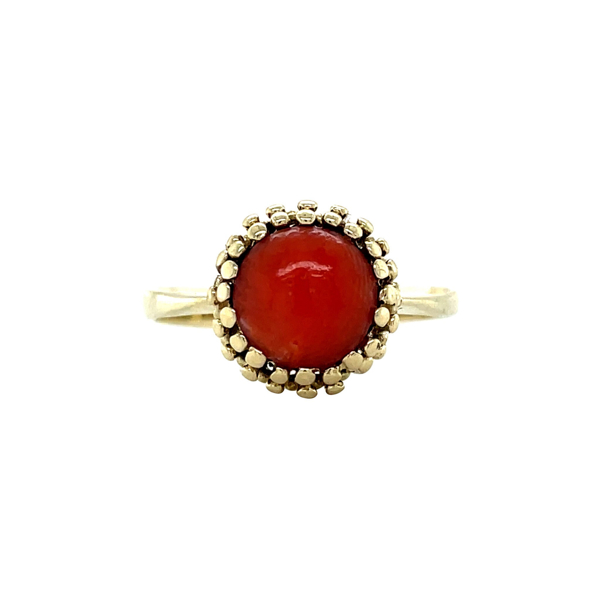 Vintage gold ring with blood coral, 14 kt