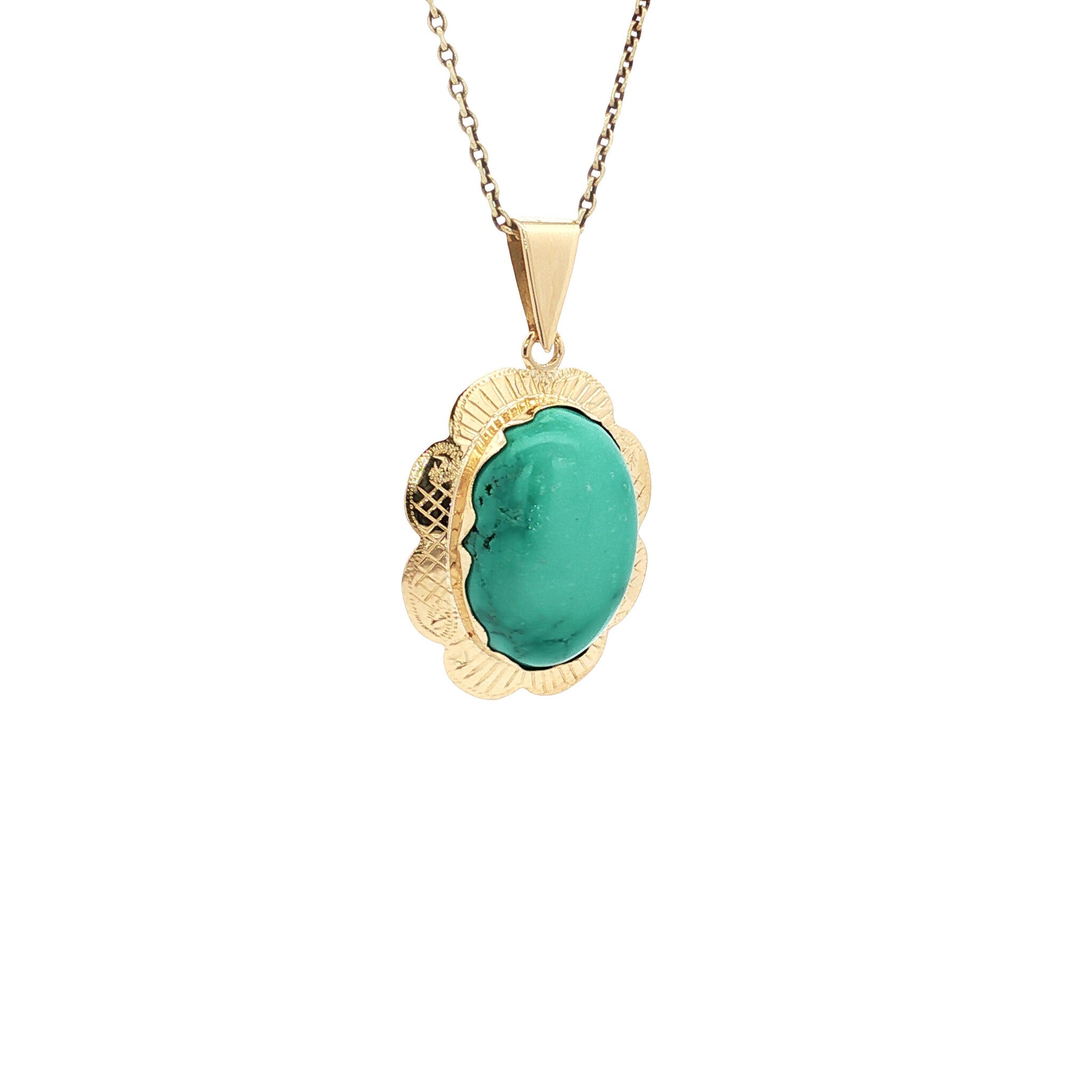 Gouden vintage hanger met turkoois 14 kt