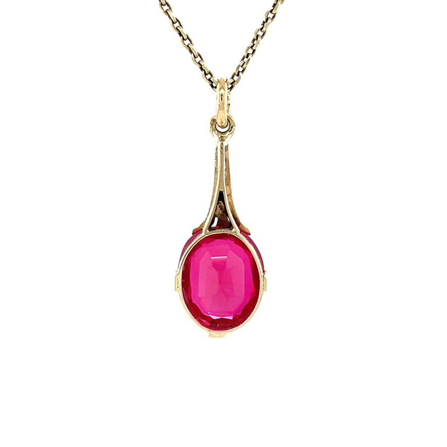 Gouden vintage hanger met robijn 14 kt