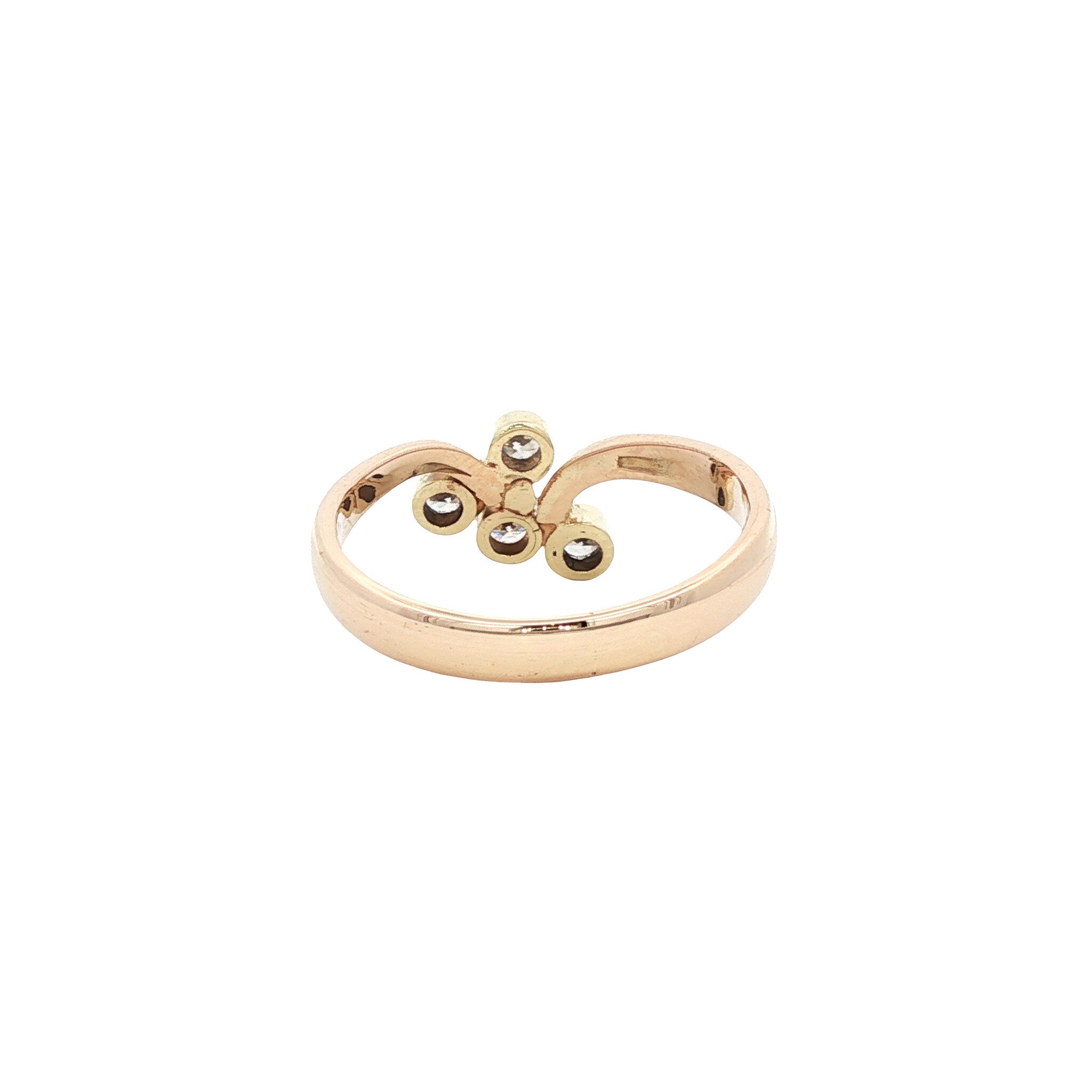 Vintage 14 kt rose-gold ring with diamond