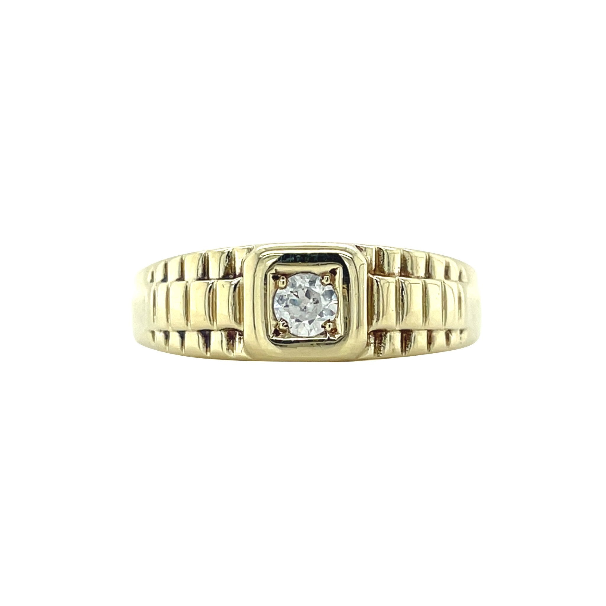 Gouden vintage ring met zirkonia 14 kt