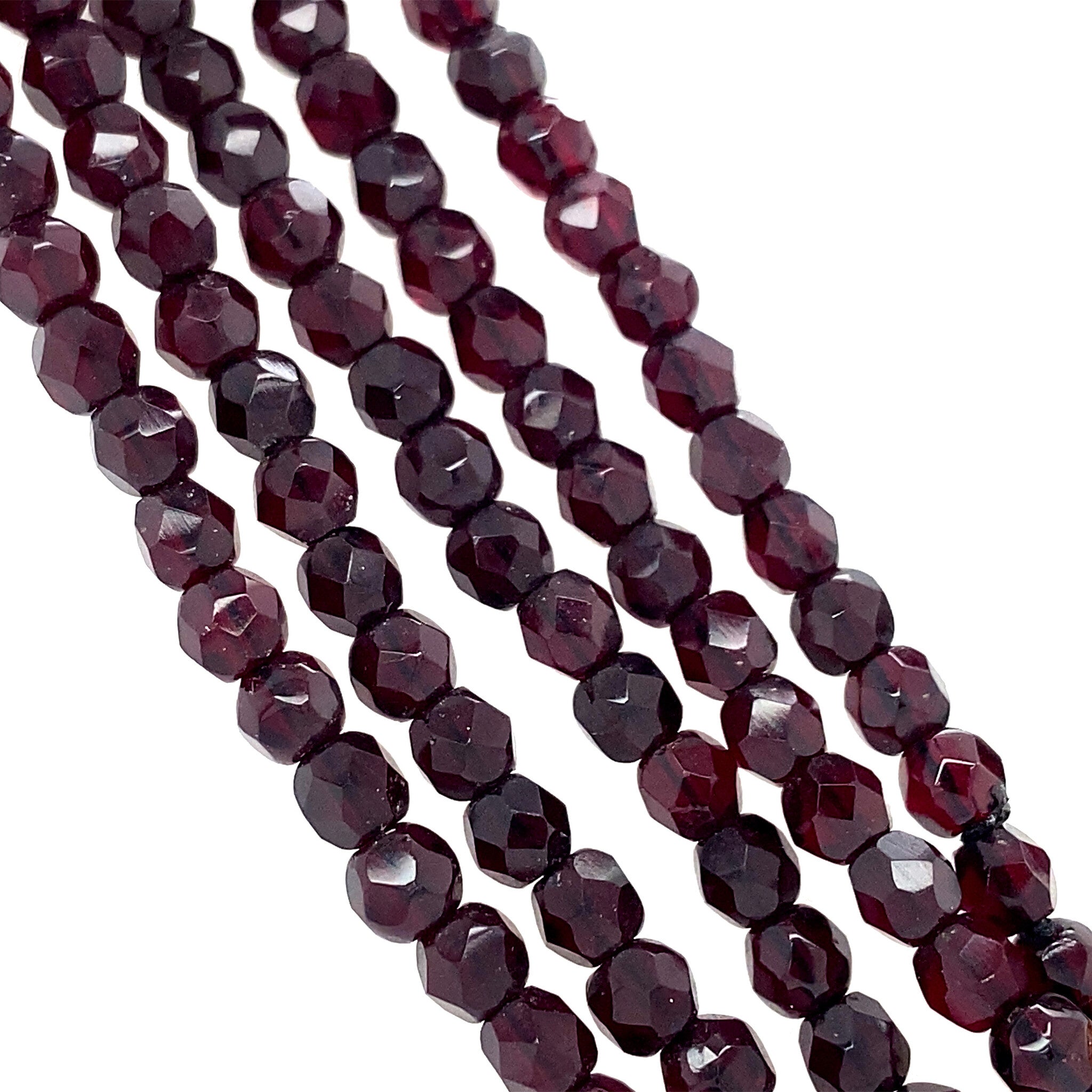 Garnet necklace with a gold ornamental clasp, 40 cm, 14 kt