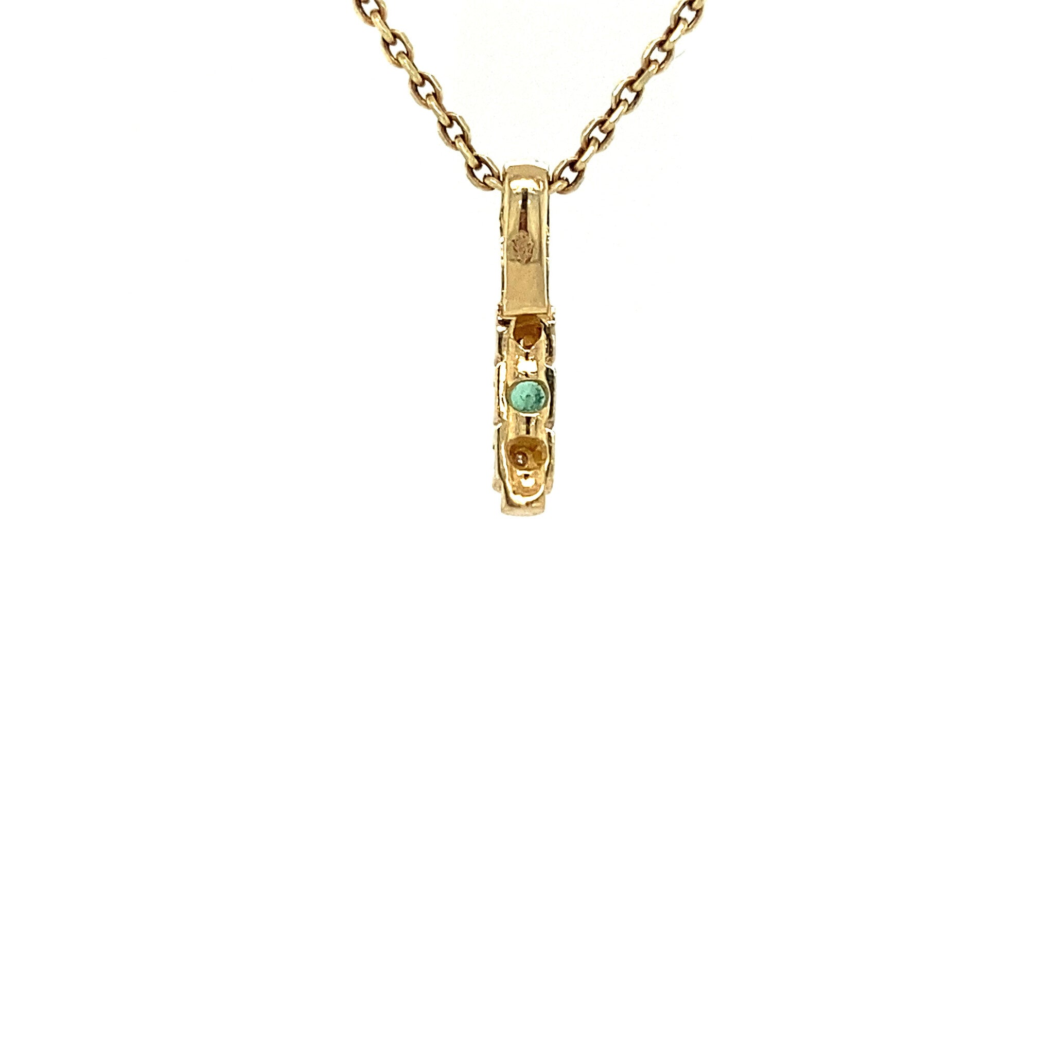 14 kt gold pendant with emerald and diamond