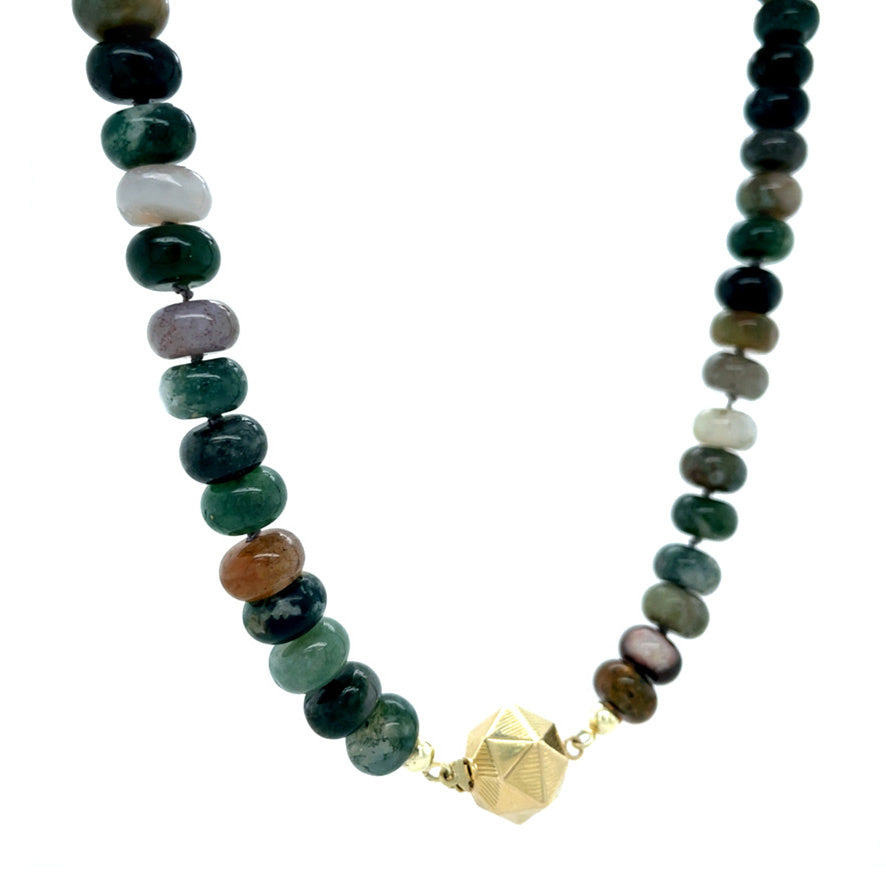 Vintage aventurine necklace with gold clasp 14 kt