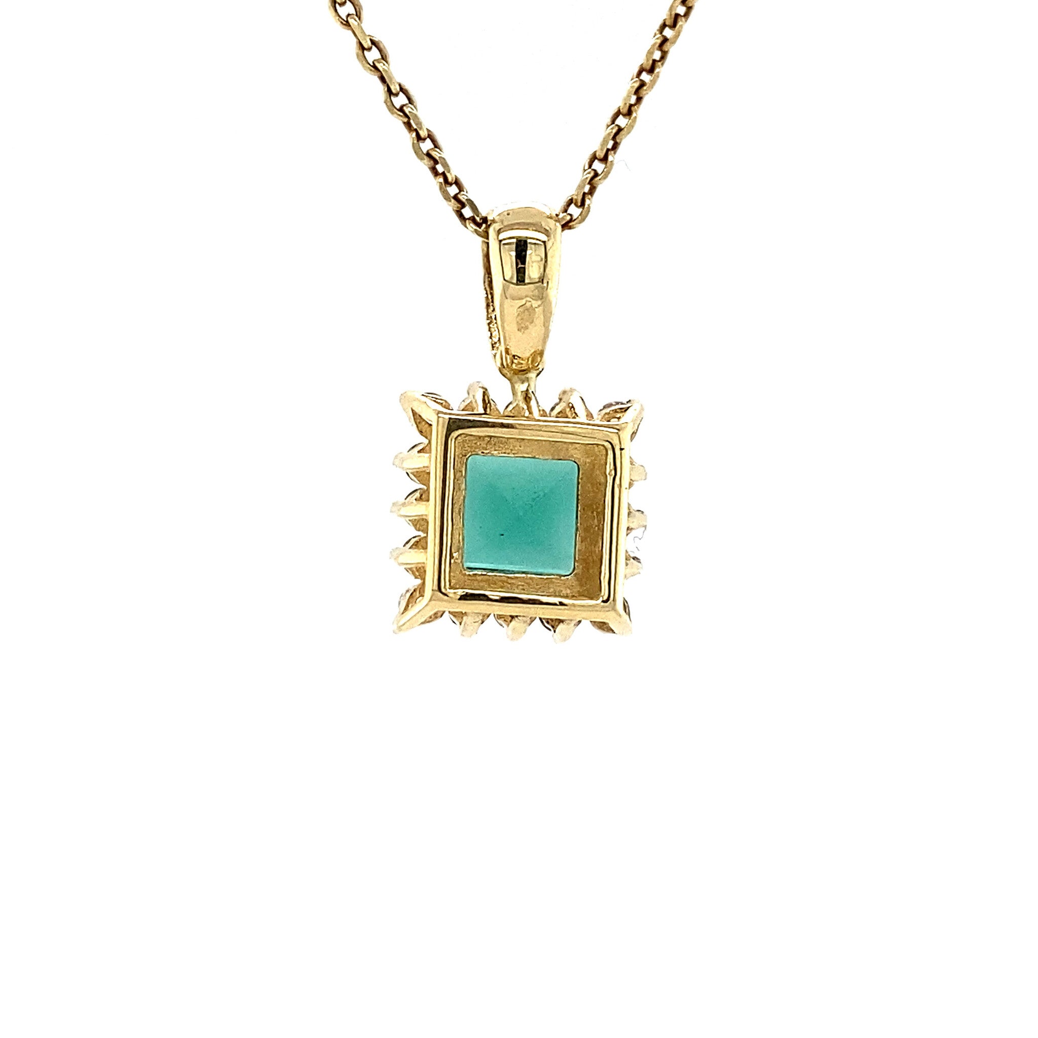 14 kt gold pendant with emerald and zirconia
