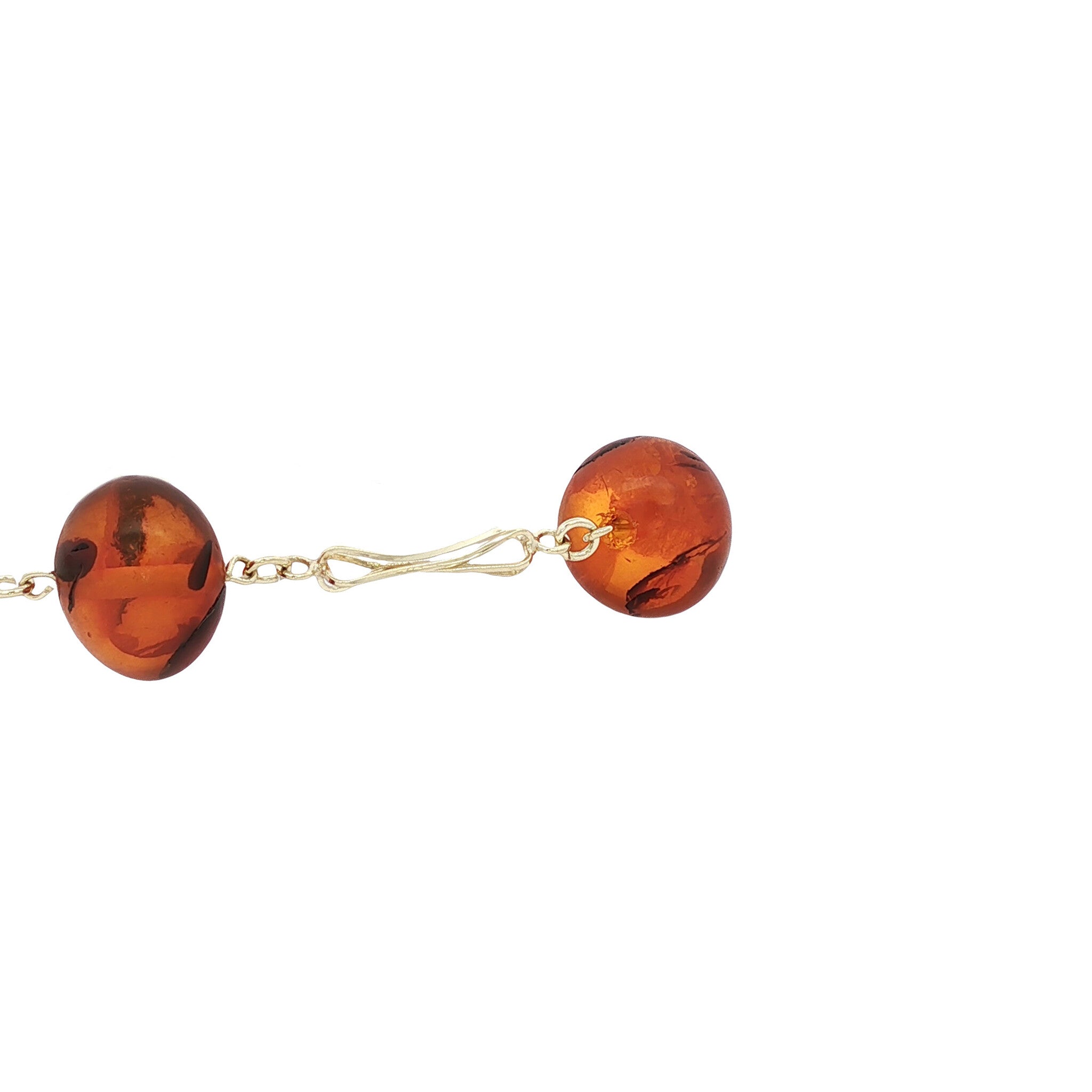 Gouden vintage armband met amber 14 kt