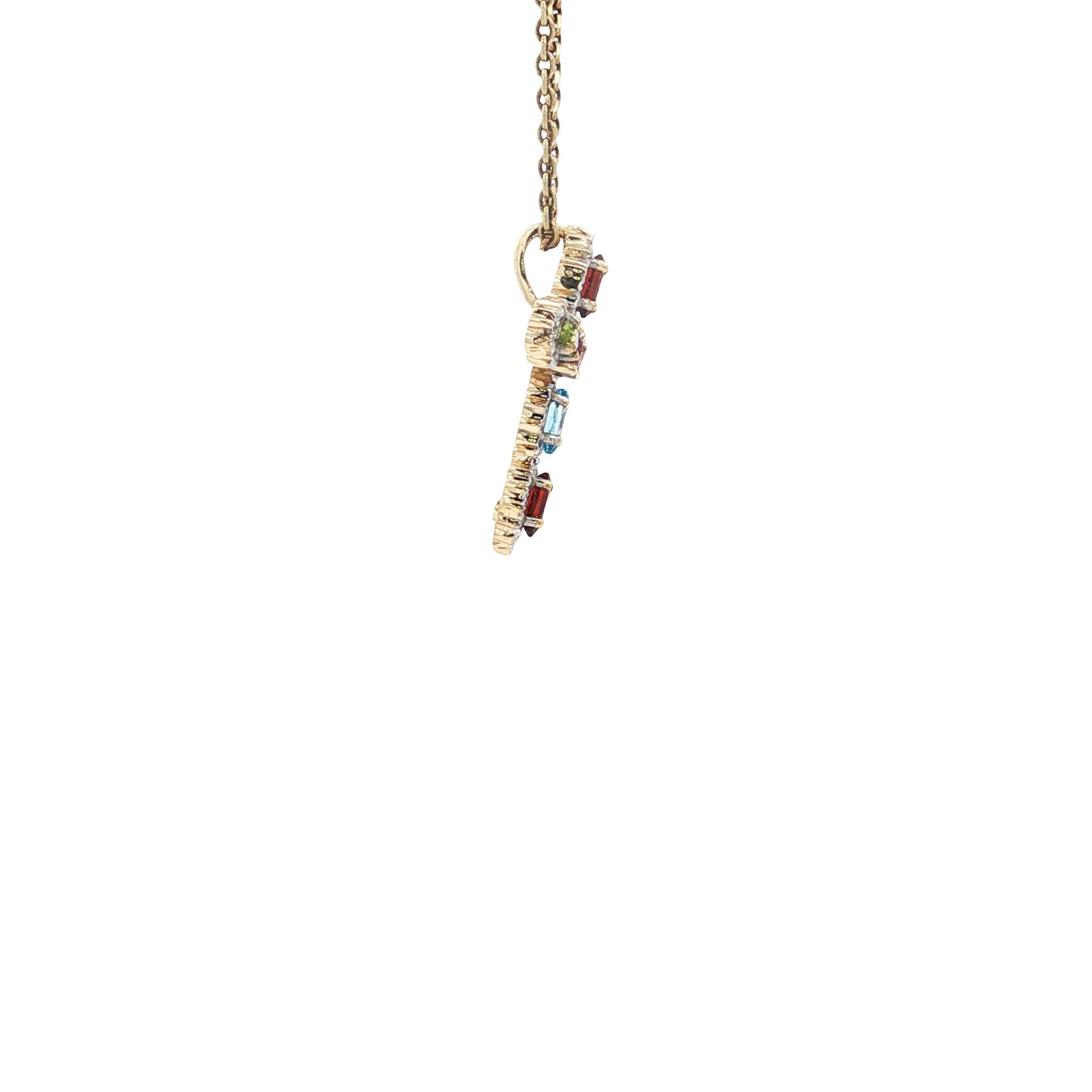 Pendant with amethyst, garnet, peridot, citrine, topaz and diamond 9 kt