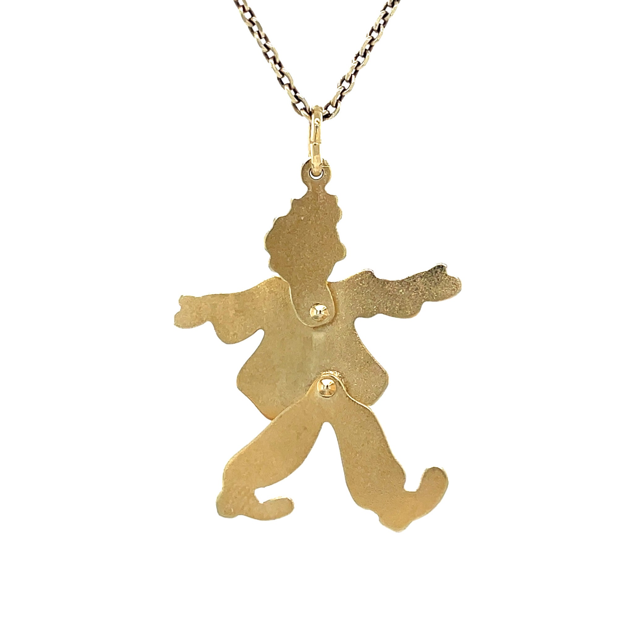 Gold vintage clown pendant 14 kt