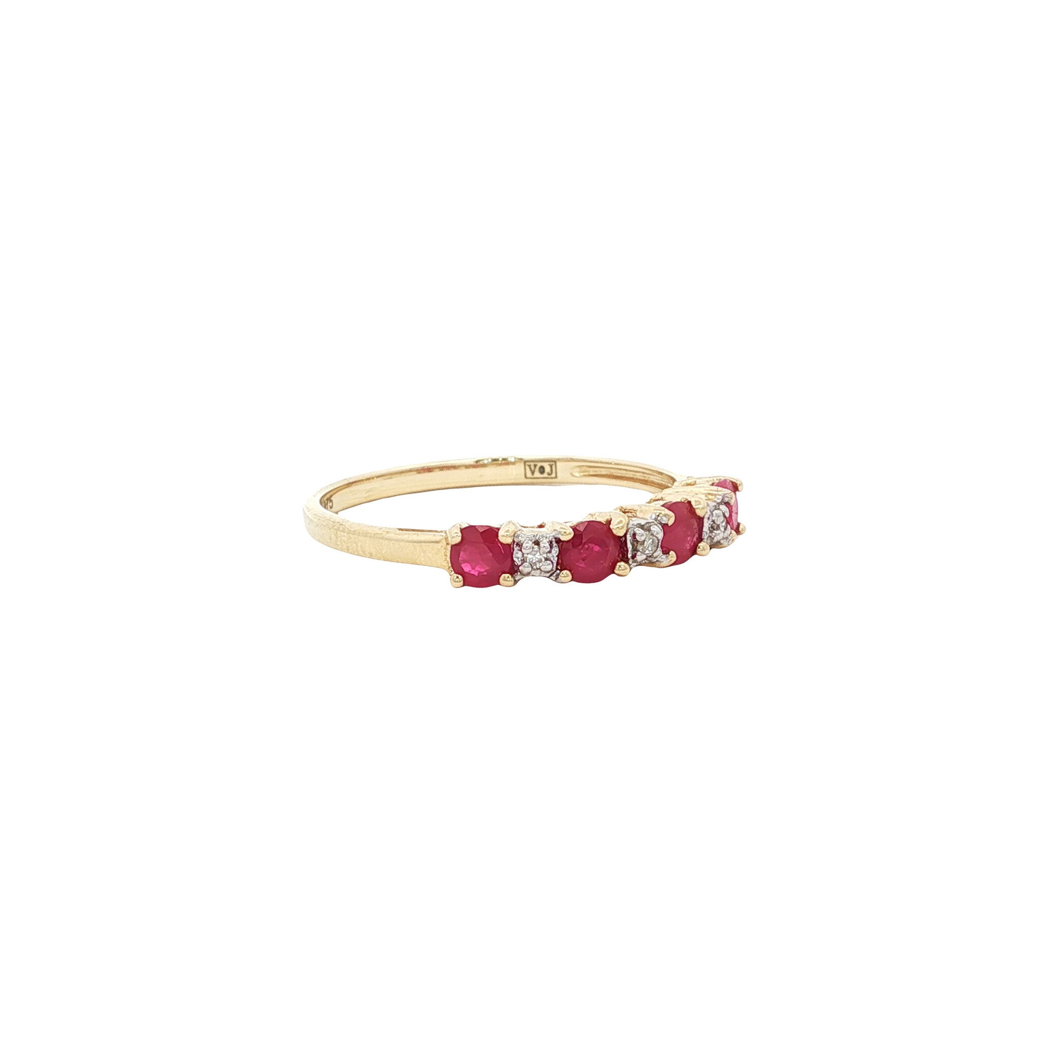 Ring met robijn en diamant 9 kt