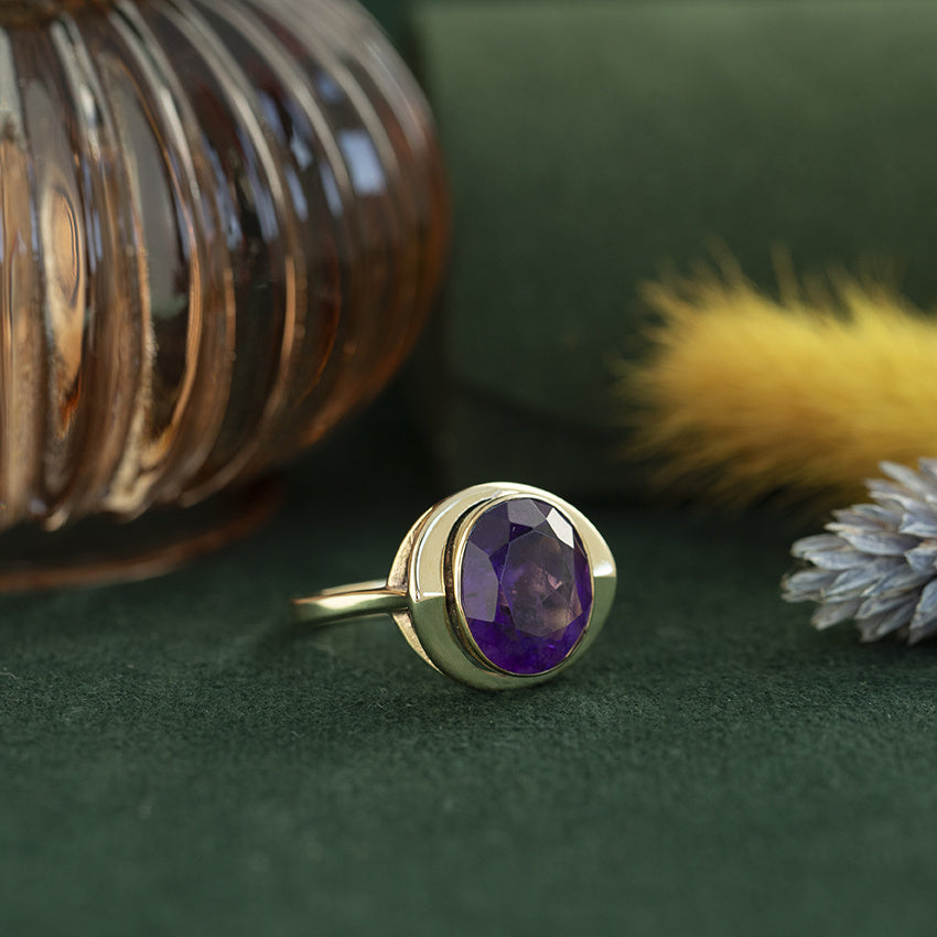 Vintage ring met amethist 8 krt