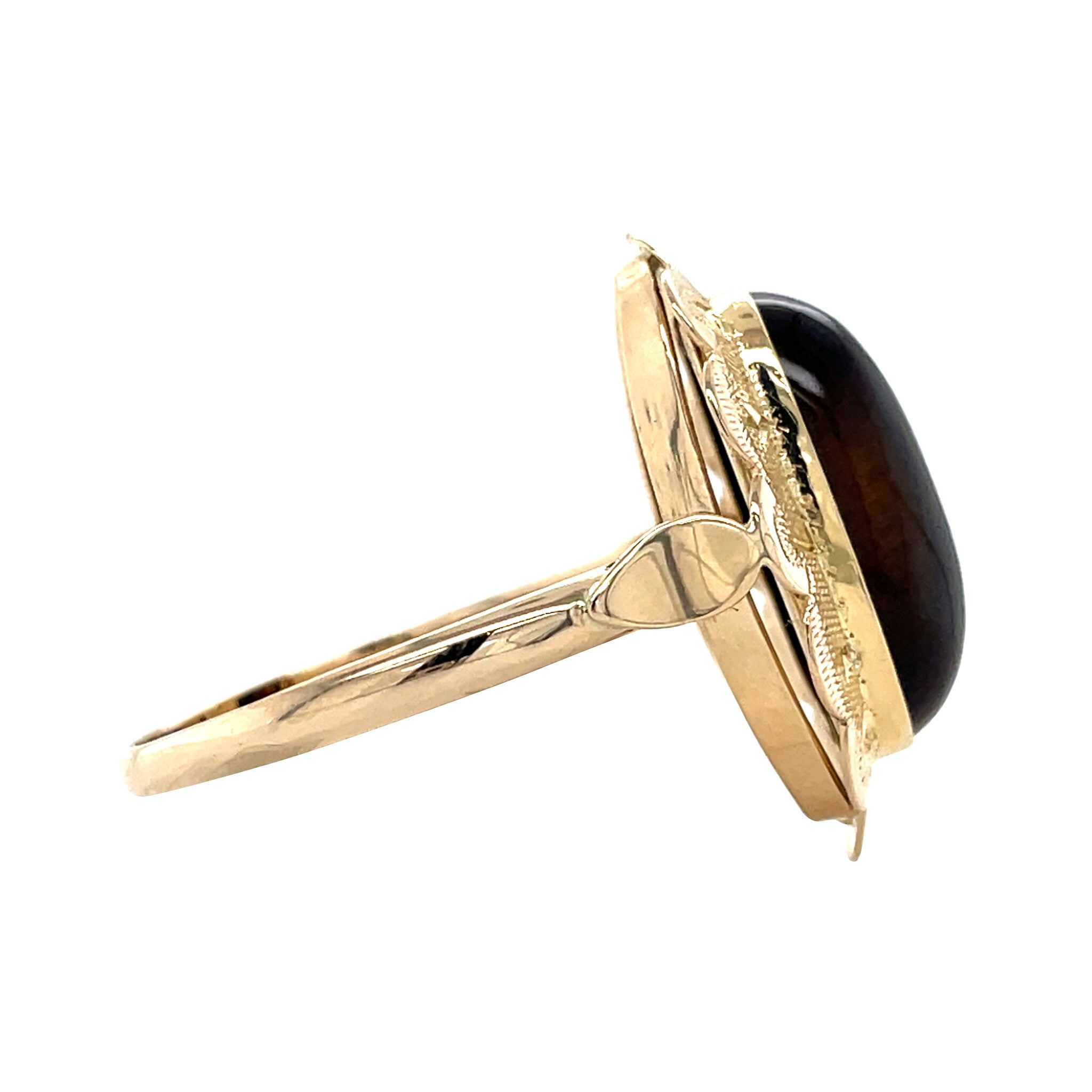 Gold vintage ring with tiger's eye 14 kt