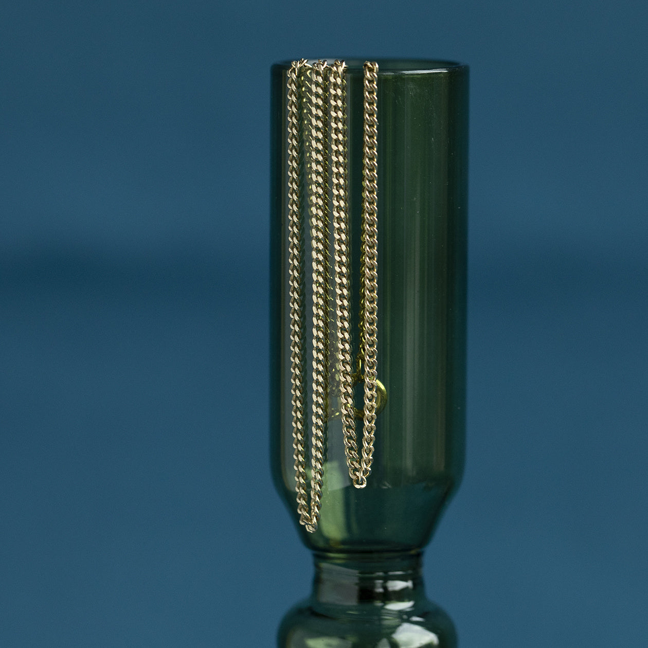 Vintage gold gourmet long necklace, 14 kt