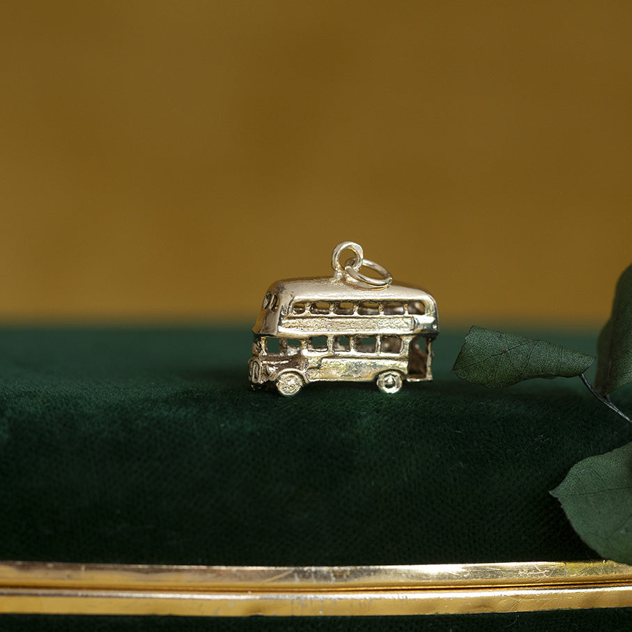 Gold vintage bus pendant 14 kt