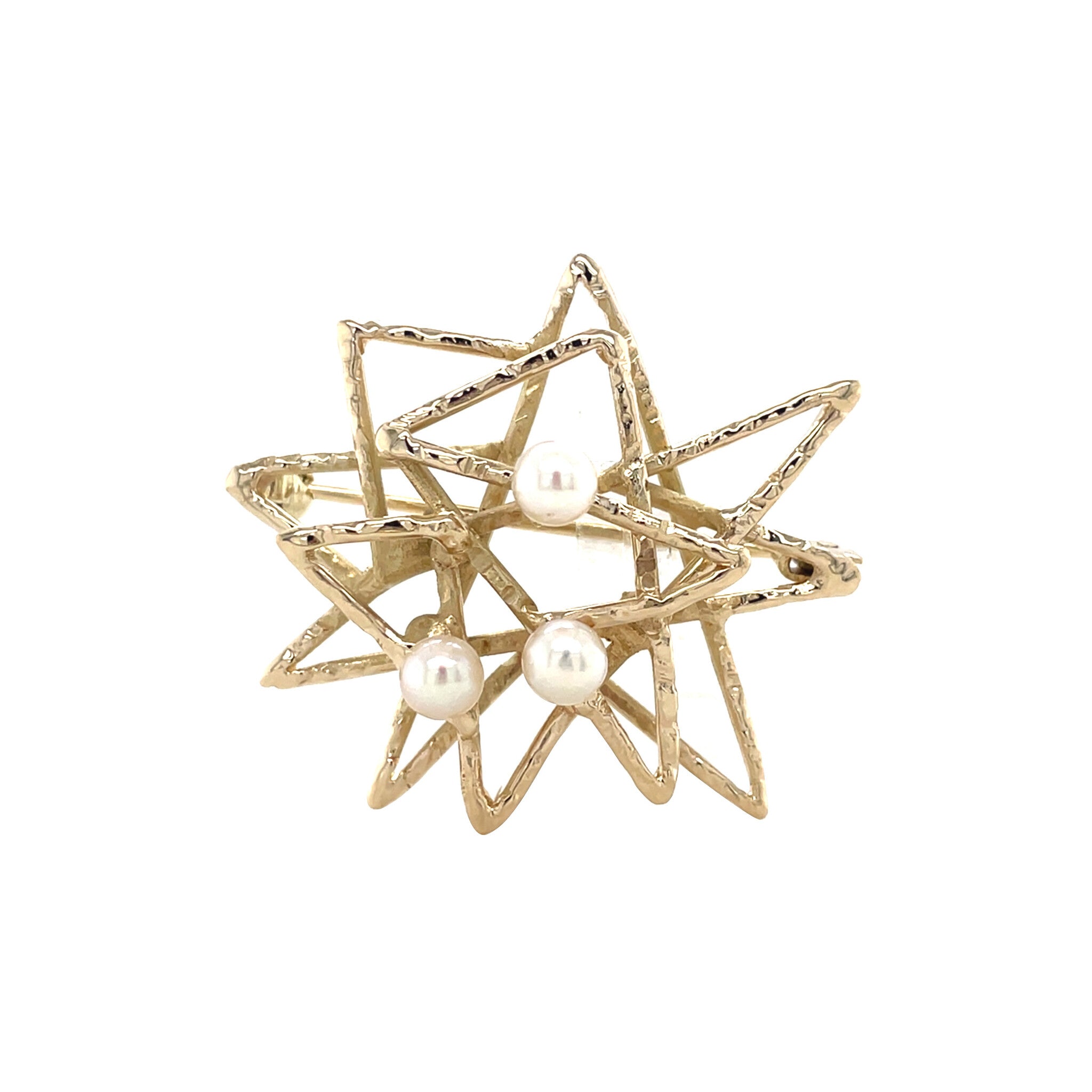Gold vintage brooch with pearl 14 kt