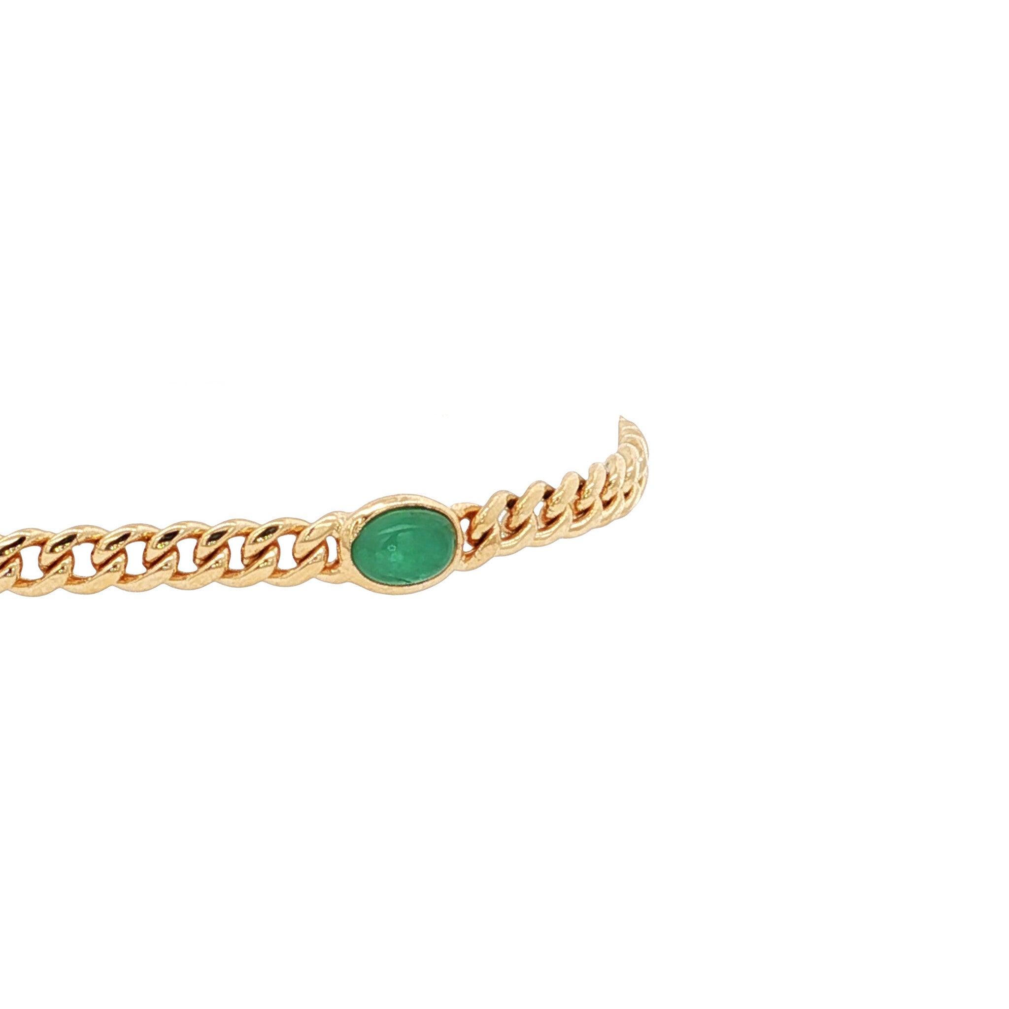 Vintage gold gourmet bracelet with emerald, 18 kt