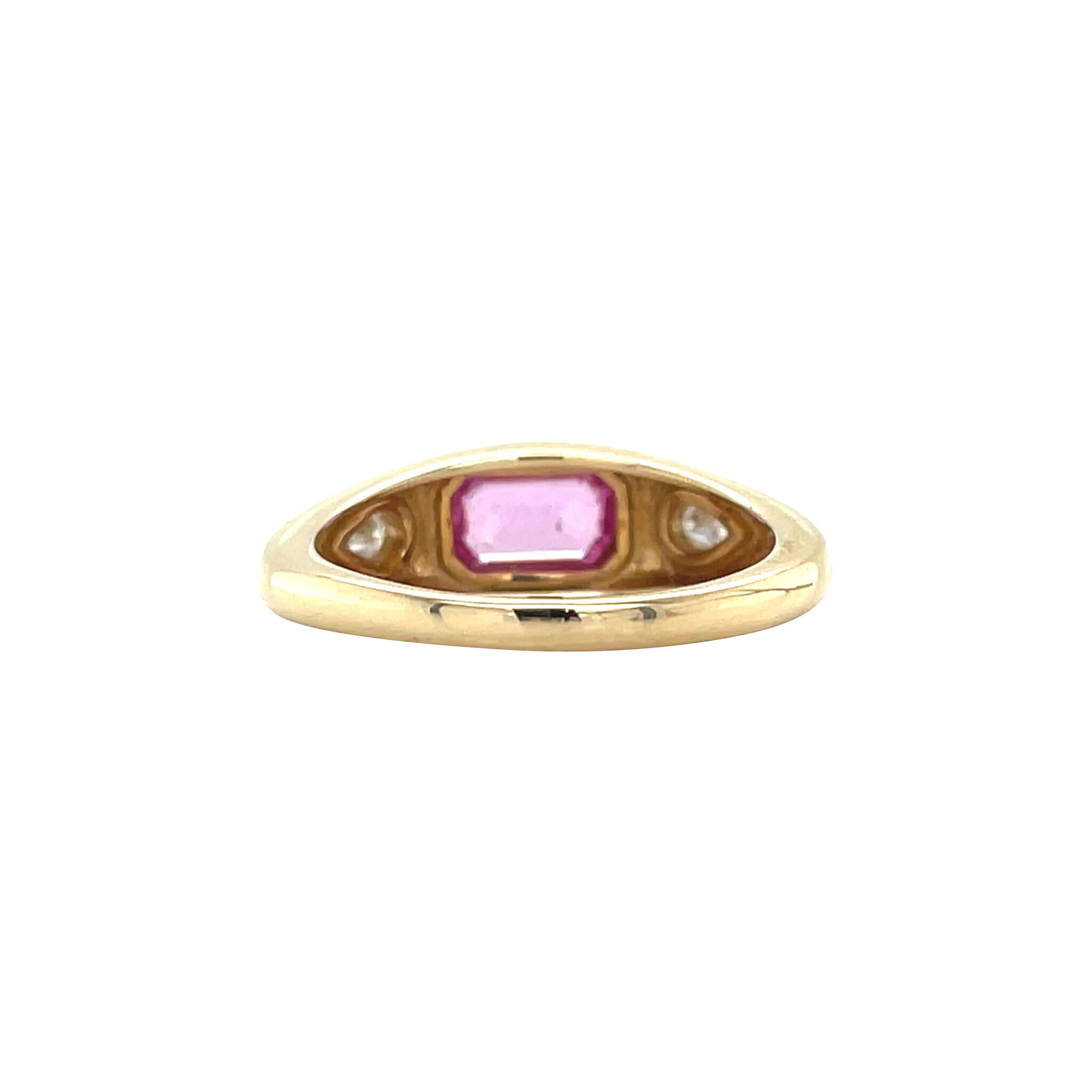 Vintage gold ring with sapphire and diamond, 14 kt