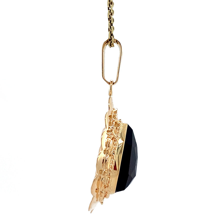 Gouden vintage hanger met granaat 14 krt
