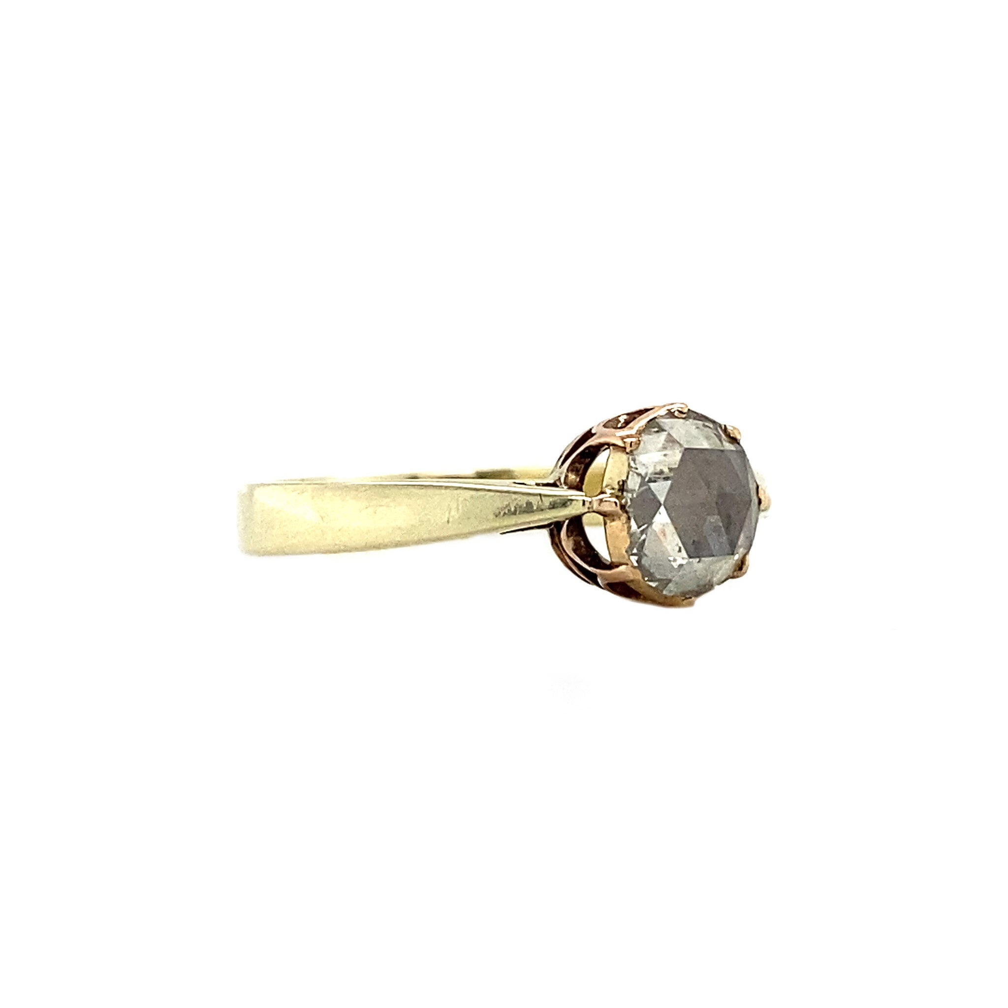 Gold solitaire ring with rose diamond 14 krt