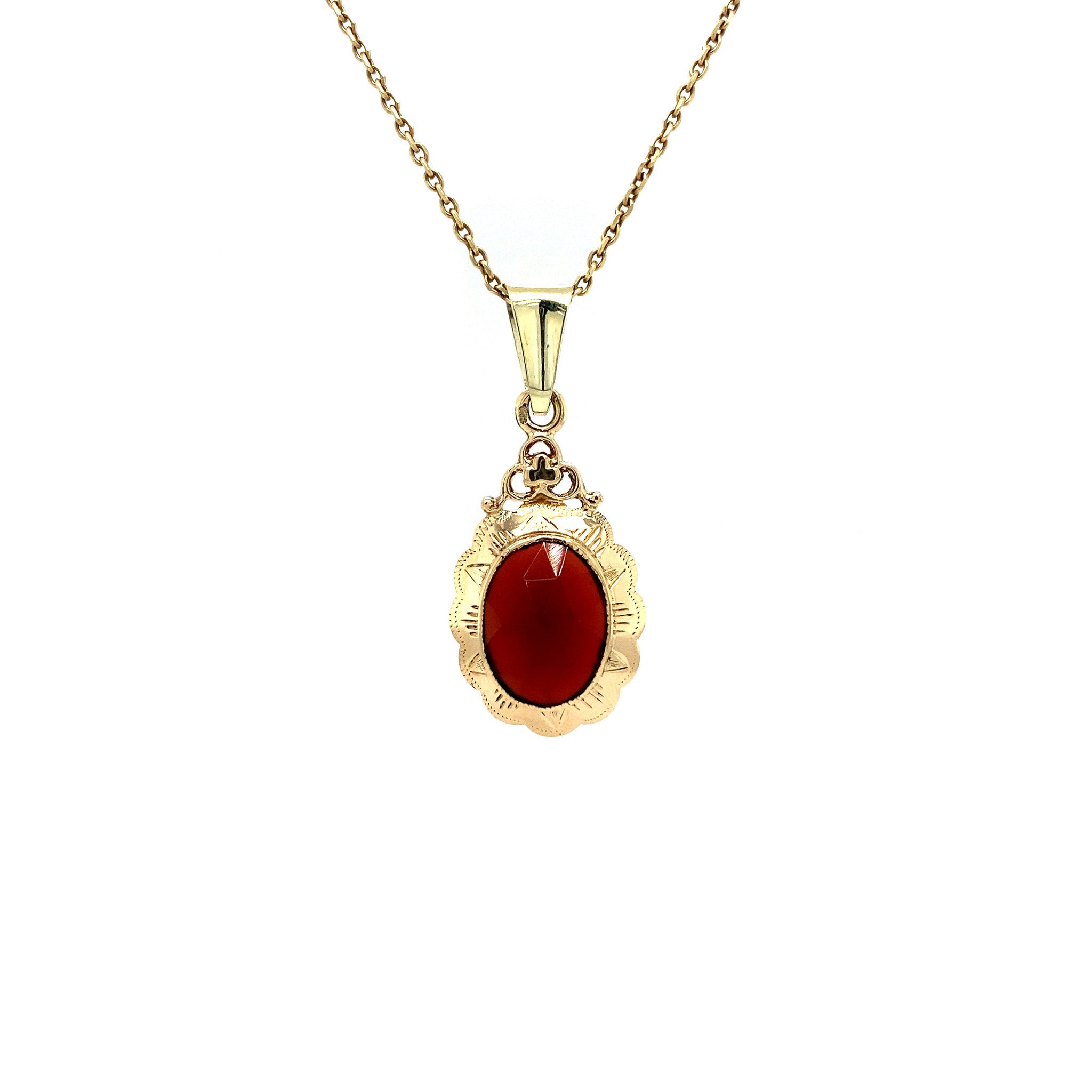 Gouden hanger met carneool 14 krt