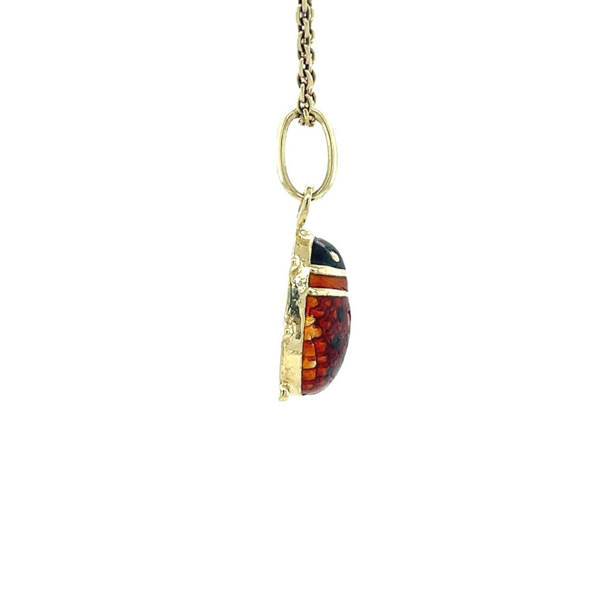 Gouden vintage lieveheersbeestje hanger 14 kt