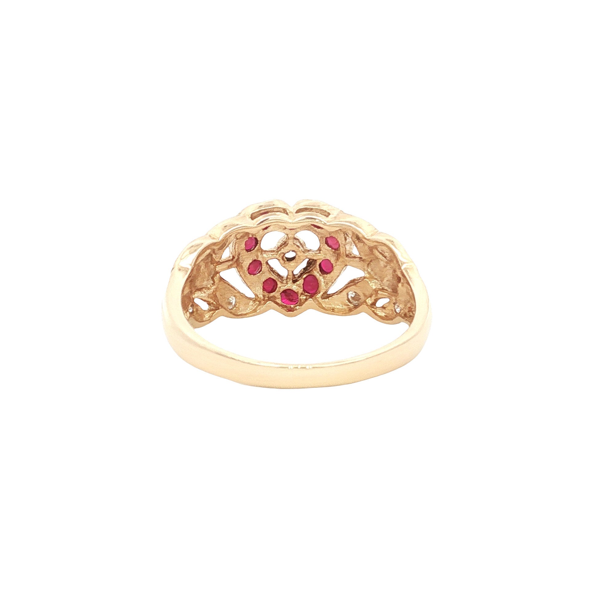 Gold ring with ruby and diamond 14 kt