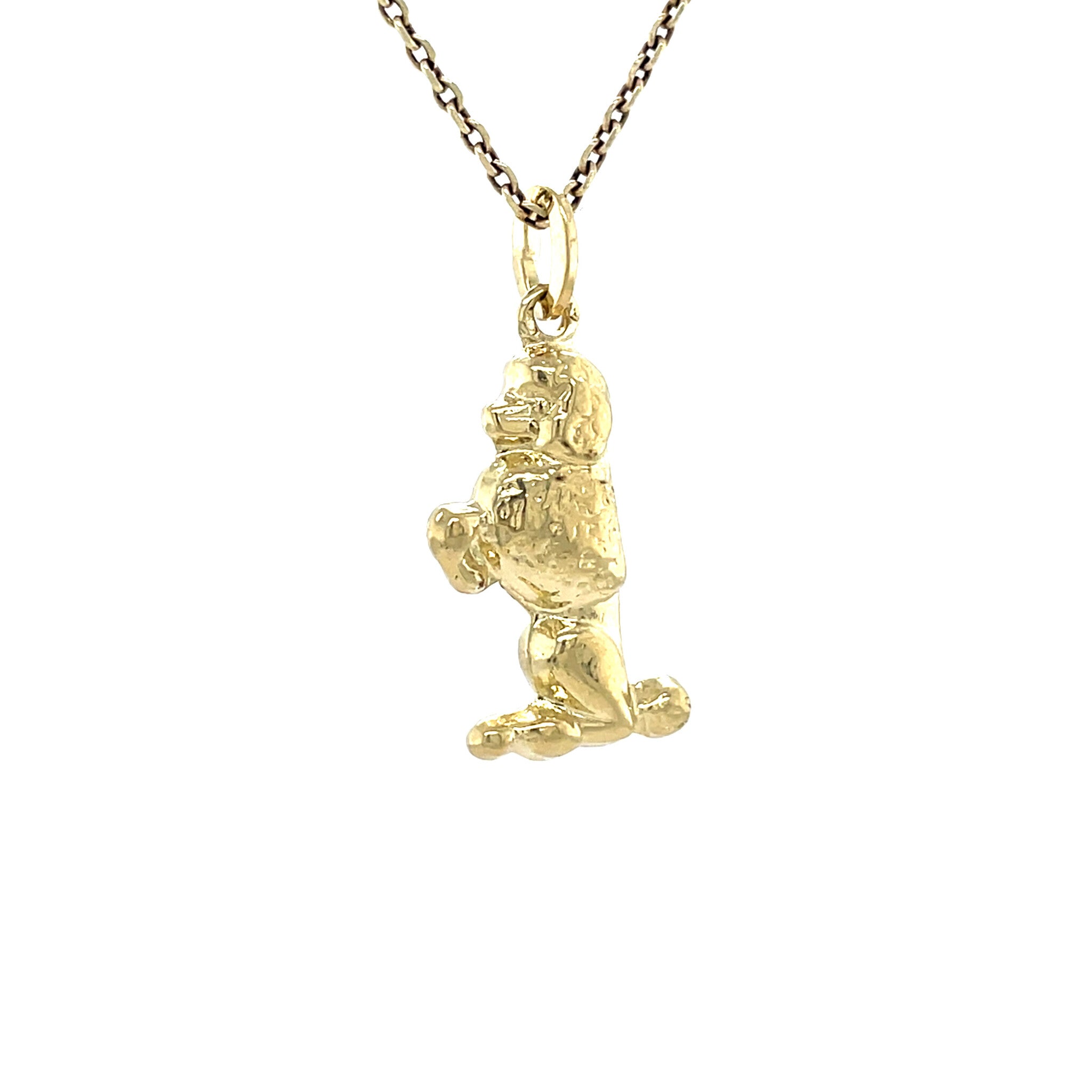 Gouden vintage poedel hanger 14 krt
