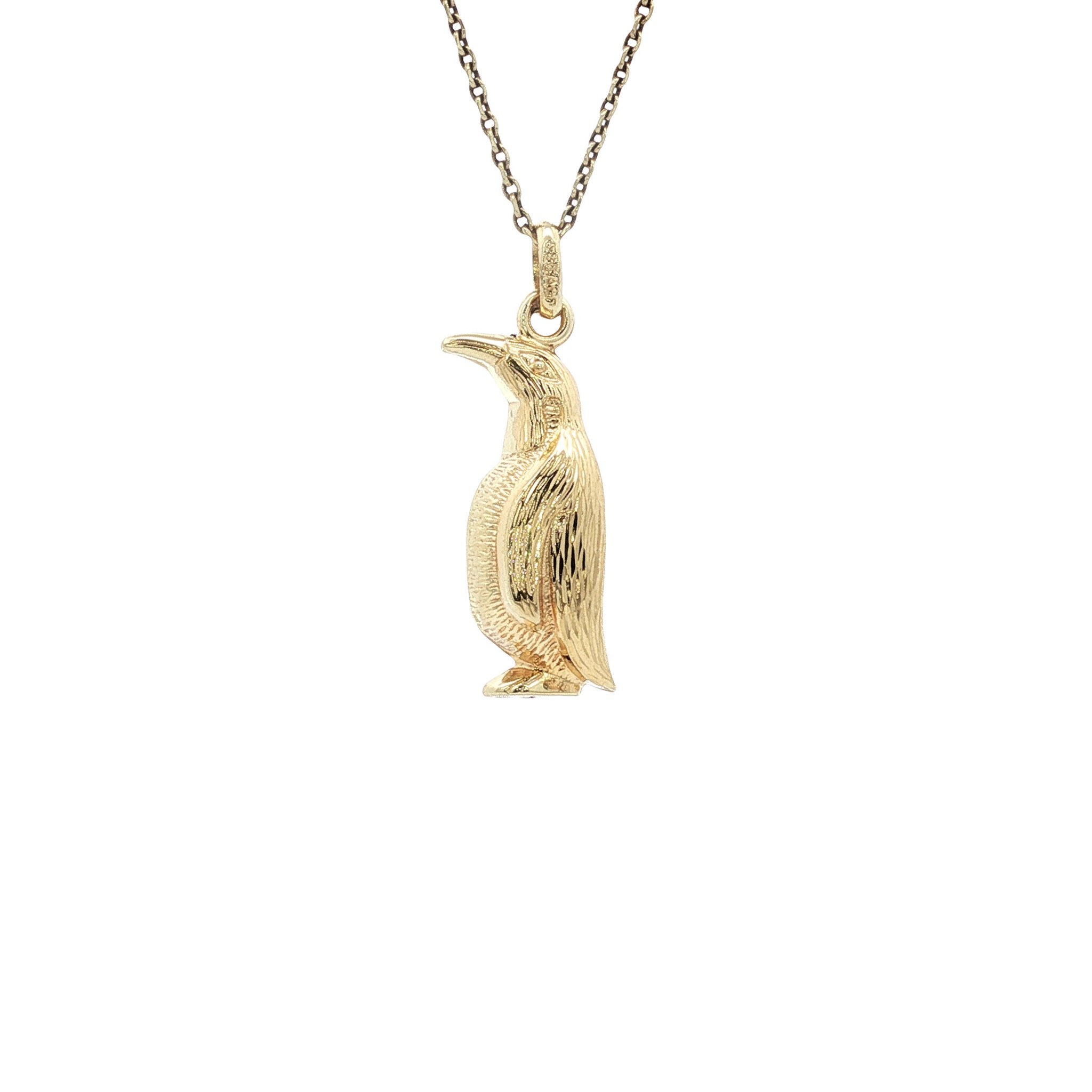 Gouden vintage pinguïn hanger 14 kt