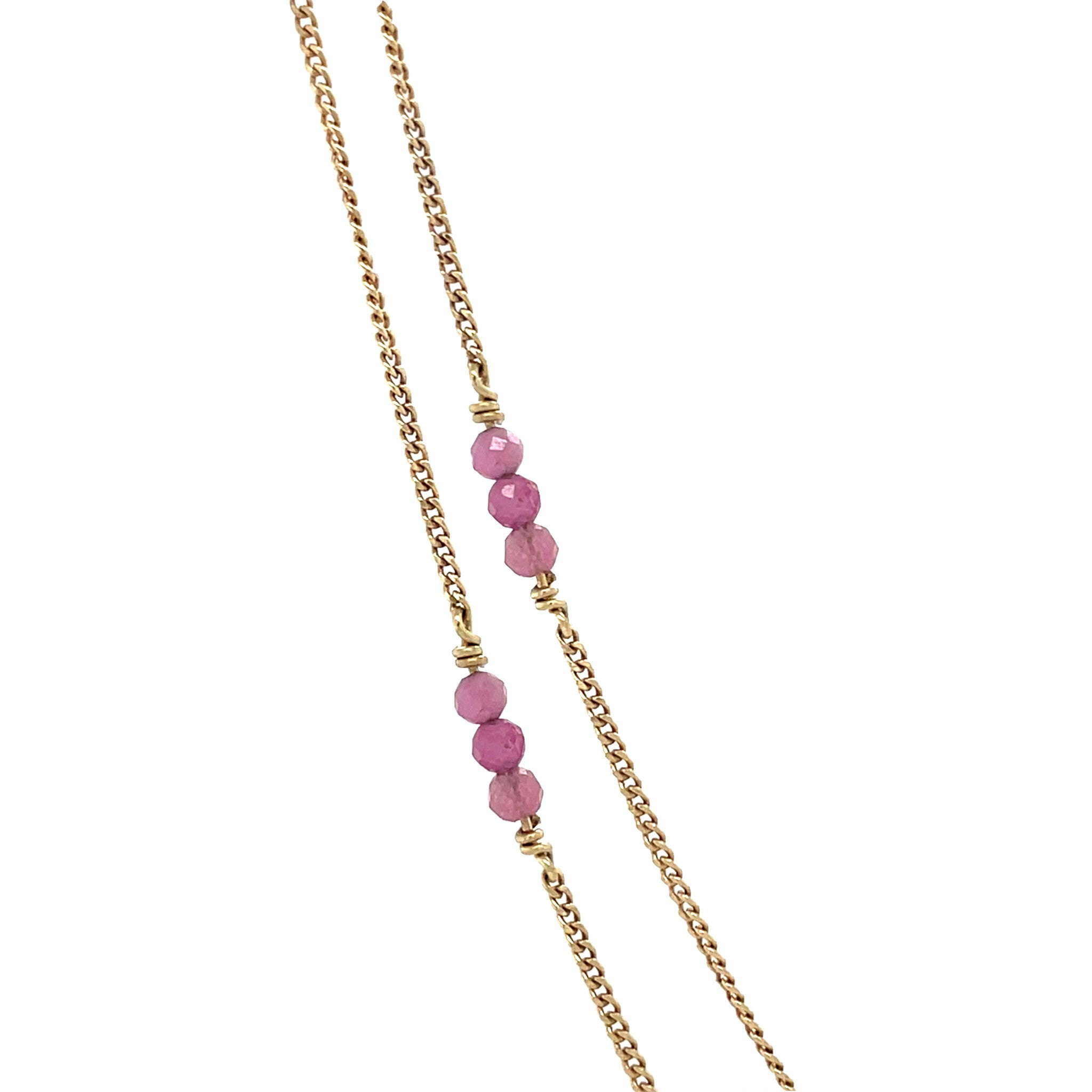 Gouden vintage gourmet collier met rozenkwarts 14 krt