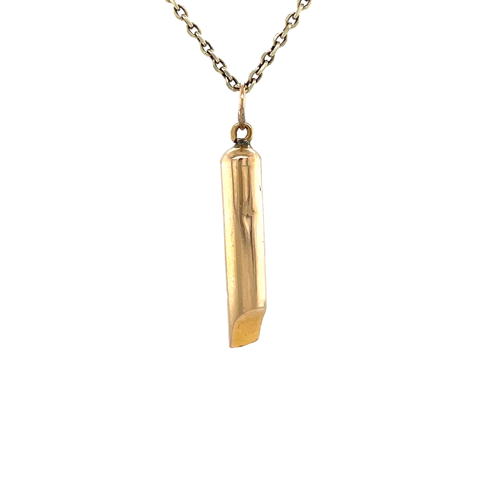 Gouden vintage blokfluit hanger 14 krt