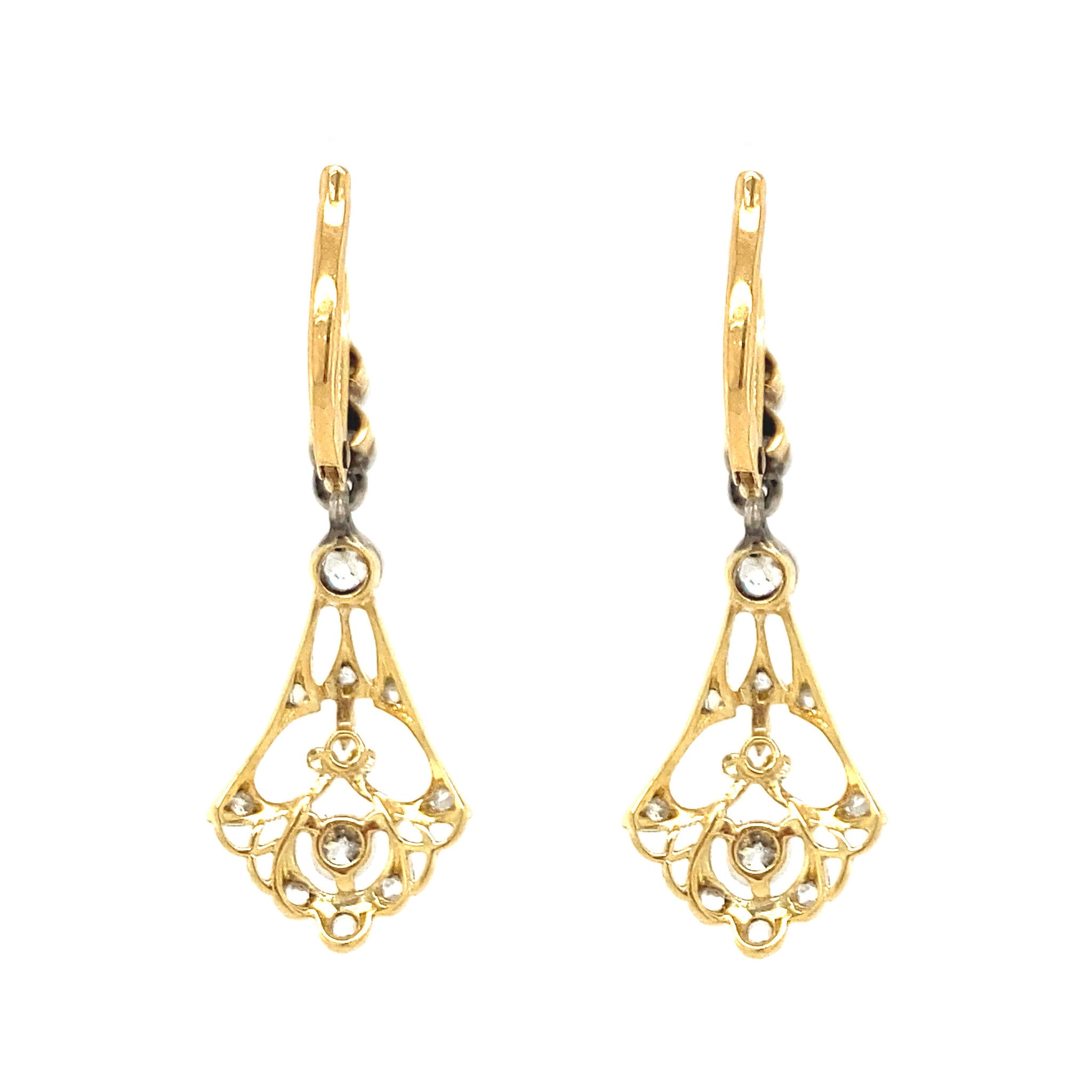 Gold earrings with diamond 14 kt/950