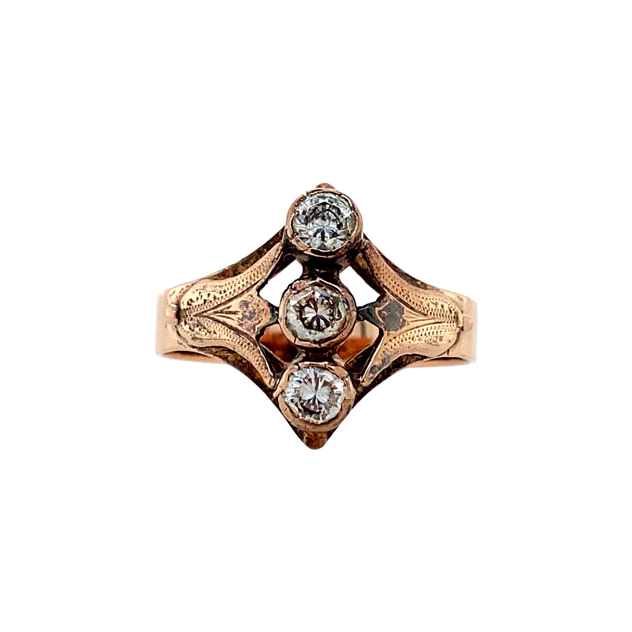 14 kt rose gold ring with zirconia