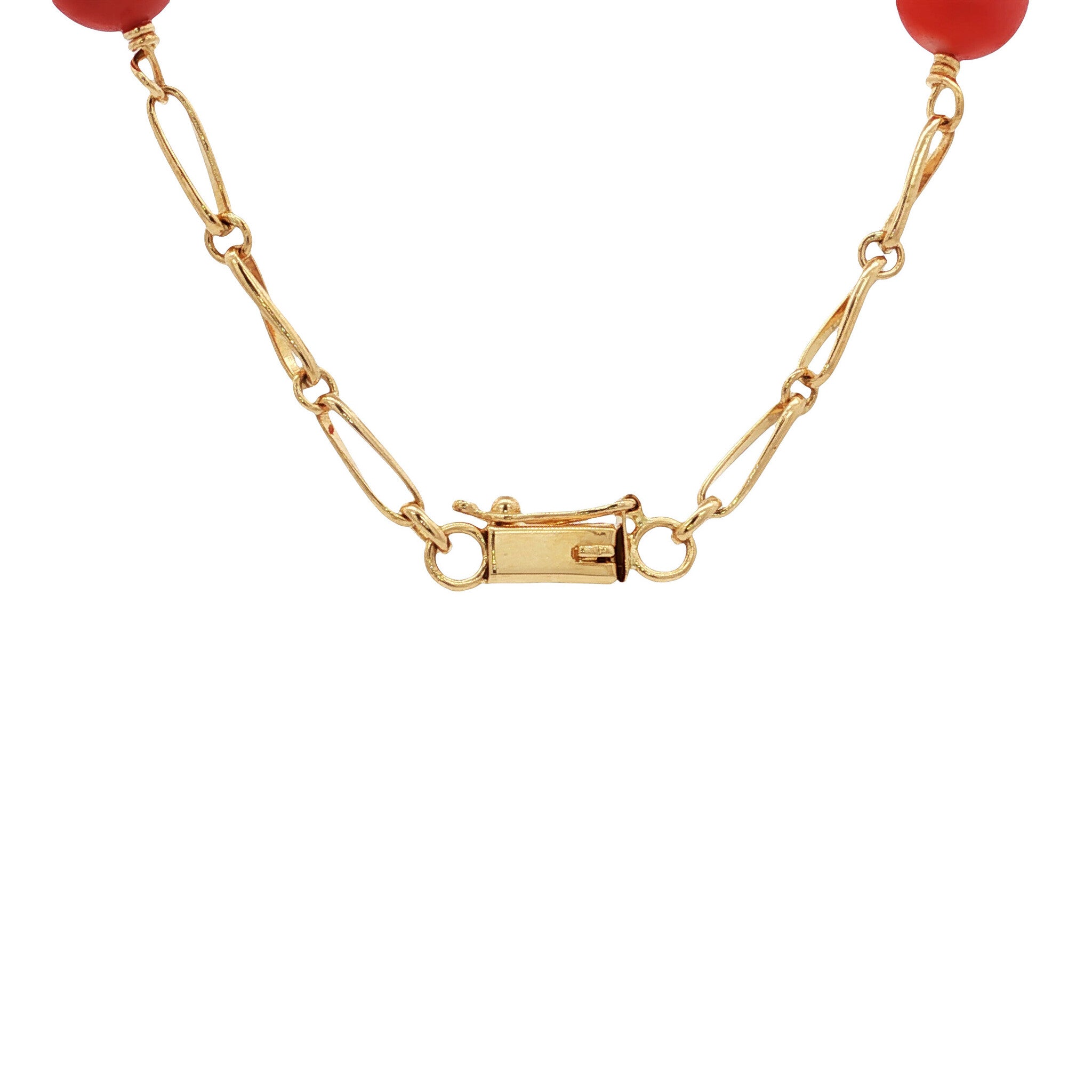 Gouden vintage collier met bloedkoraal 18 kt