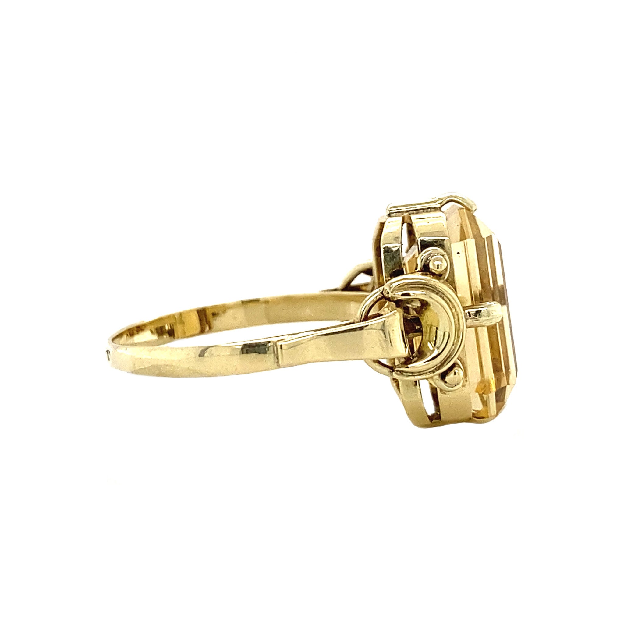 Gouden ring met citrien 14 krt