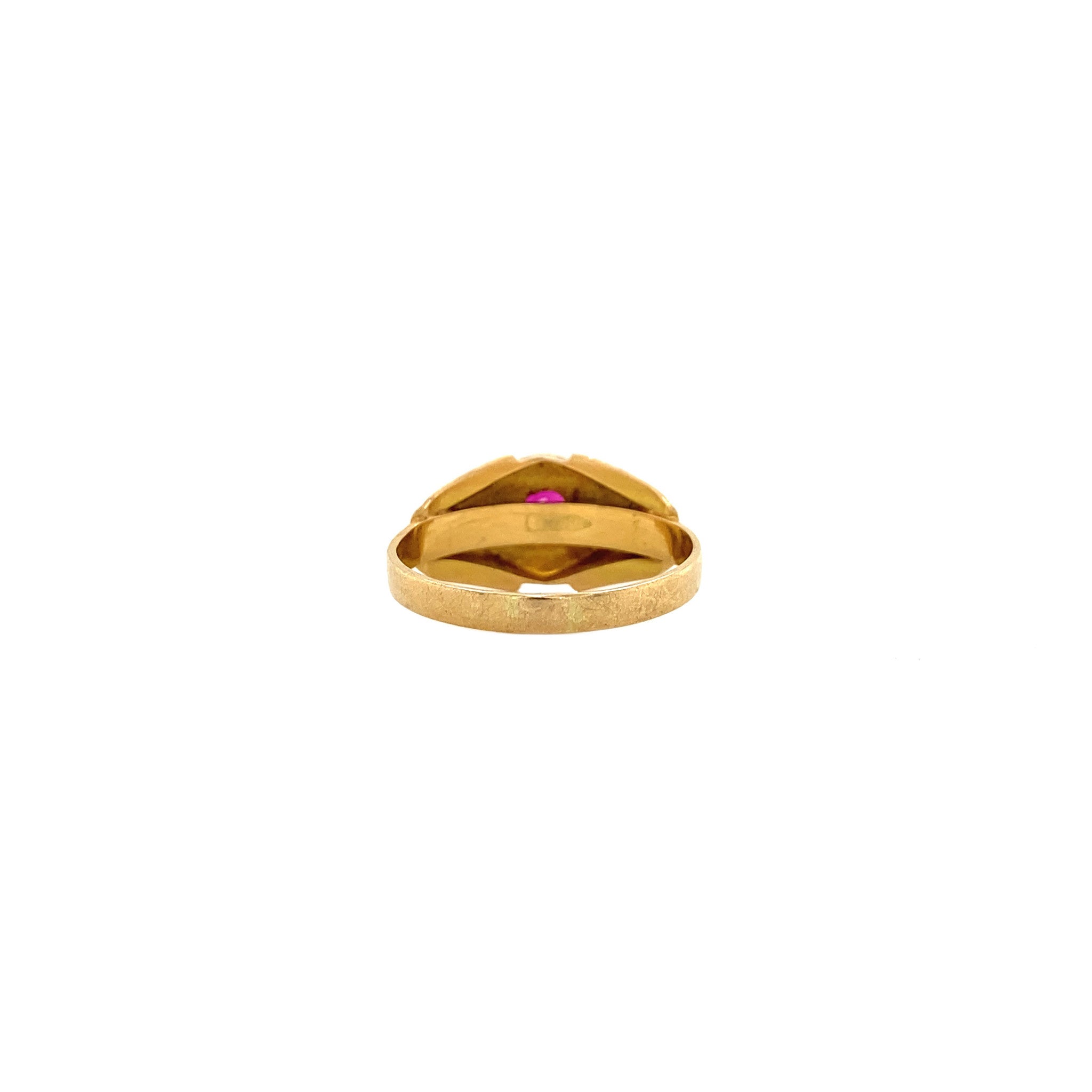 Gold ring with synthetic ruby, 18 kt