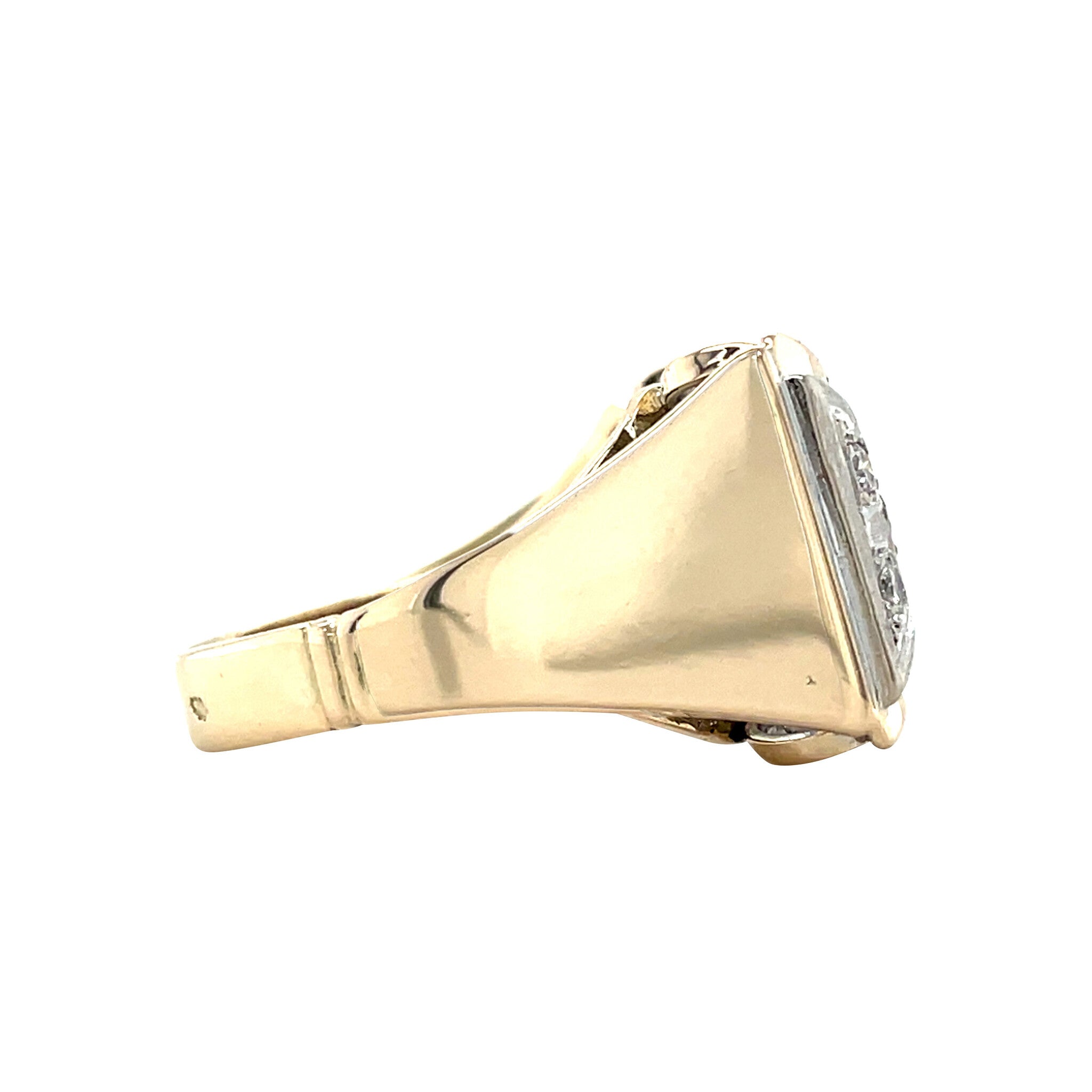 Vintage 14 kt gold bow ring with diamond
