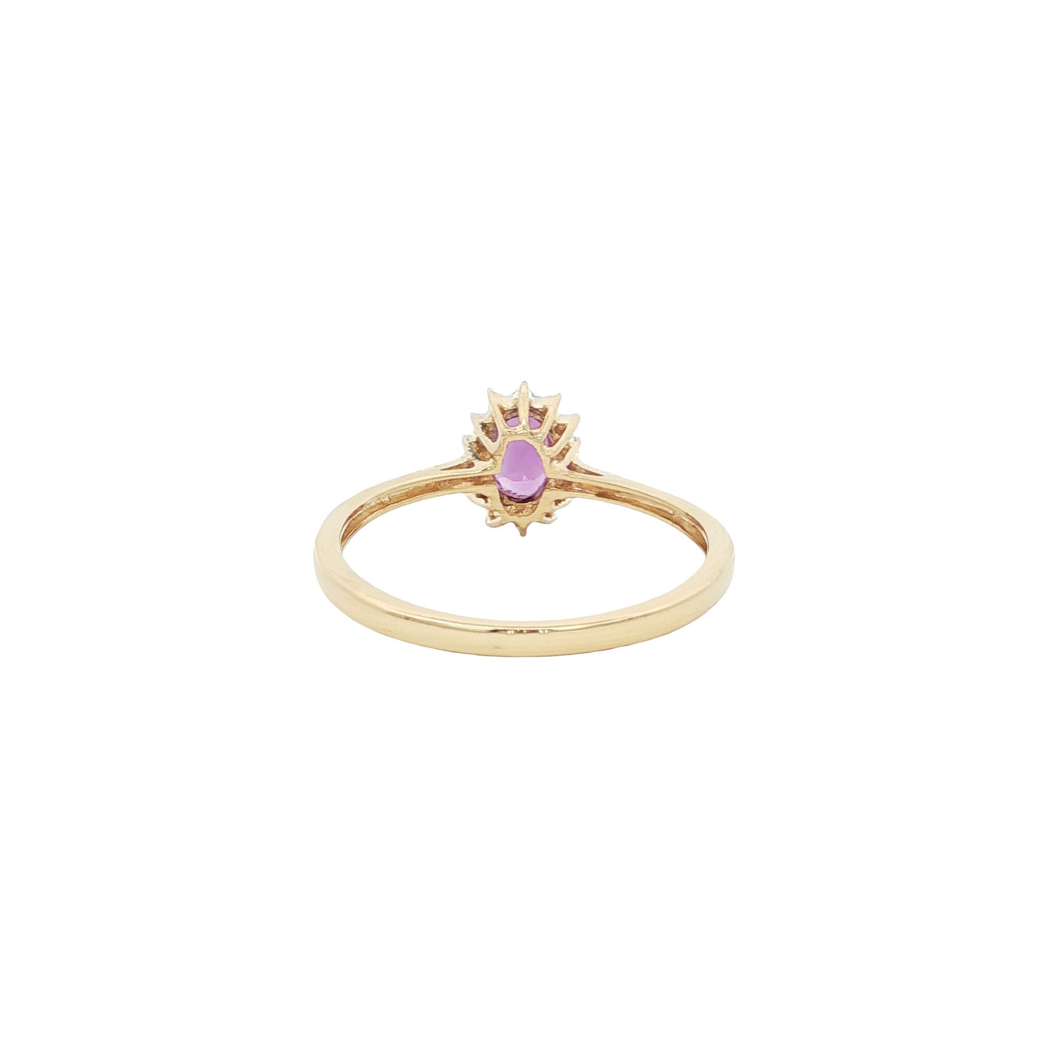 Ring with amethyst and diamond 9 kt