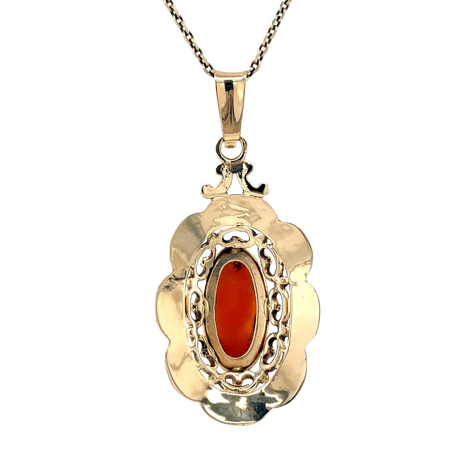 Vintage gold pendant with cameo 14 kt