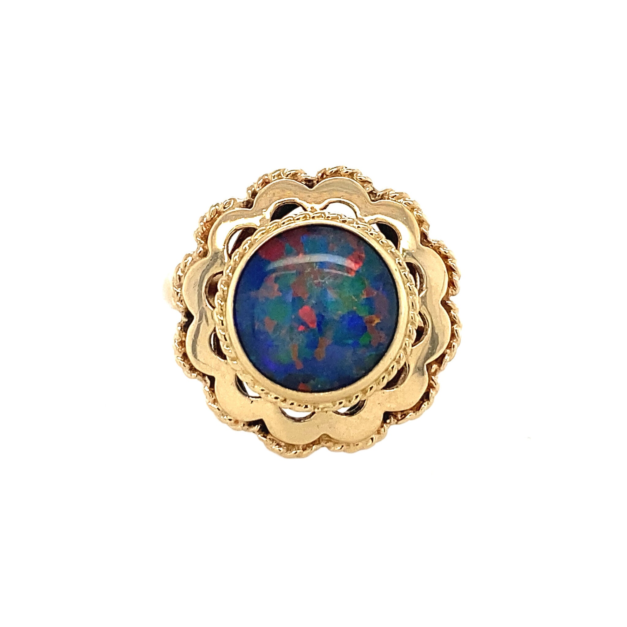 Gold ring with opal triplet, 14 kt