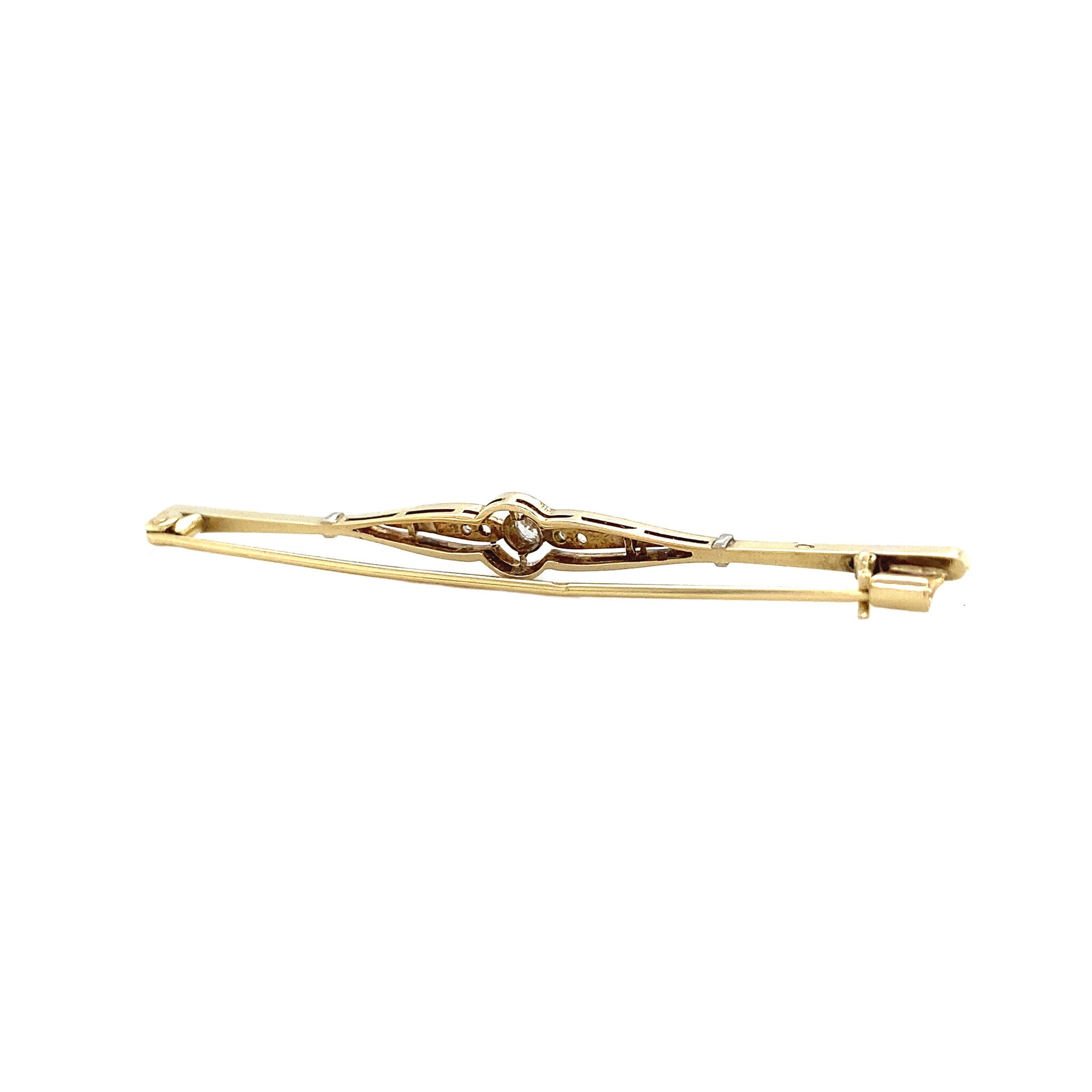 Bicolour gold brooch with diamonds 14 krt