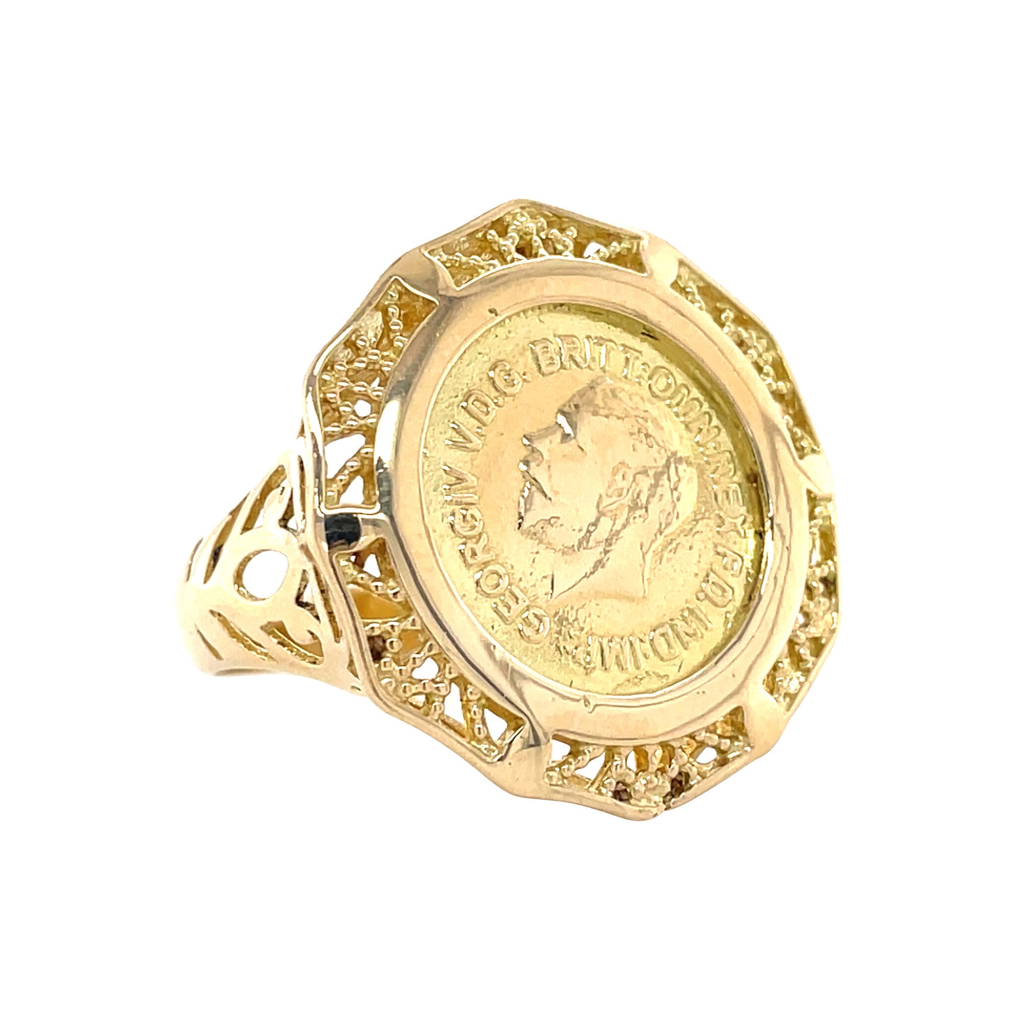 Gold vintage coin ring 14 kt