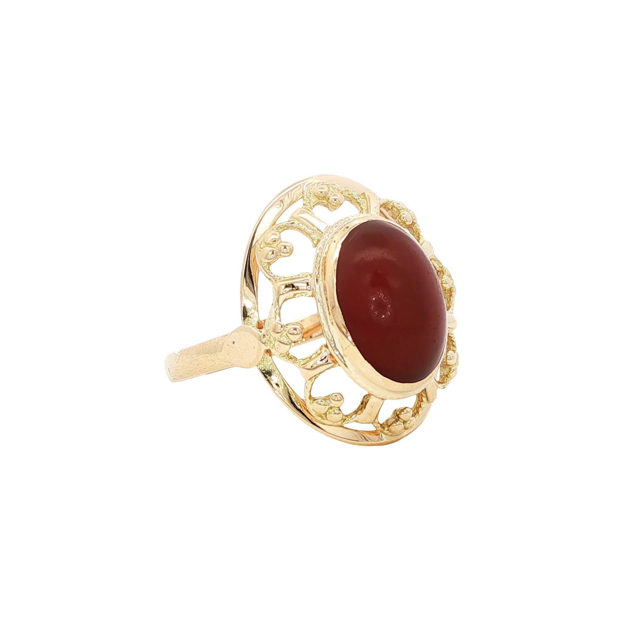 Gouden vintage ring met carneool 14 kt