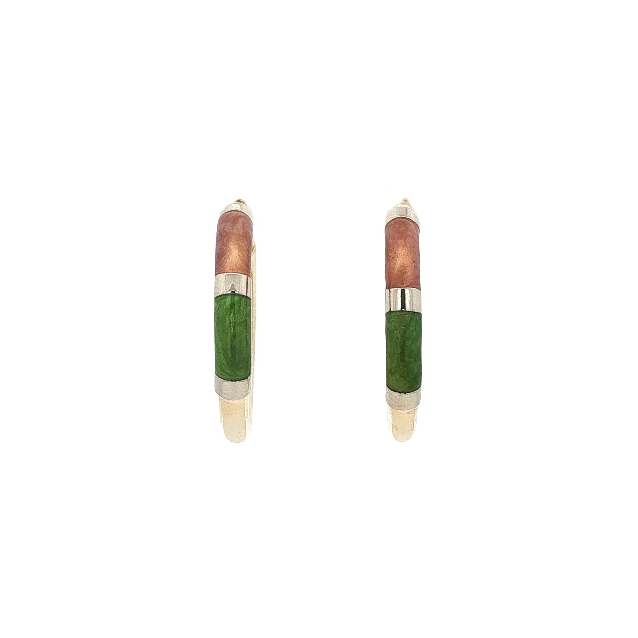 Gold stud earrings with enamel 14 kt