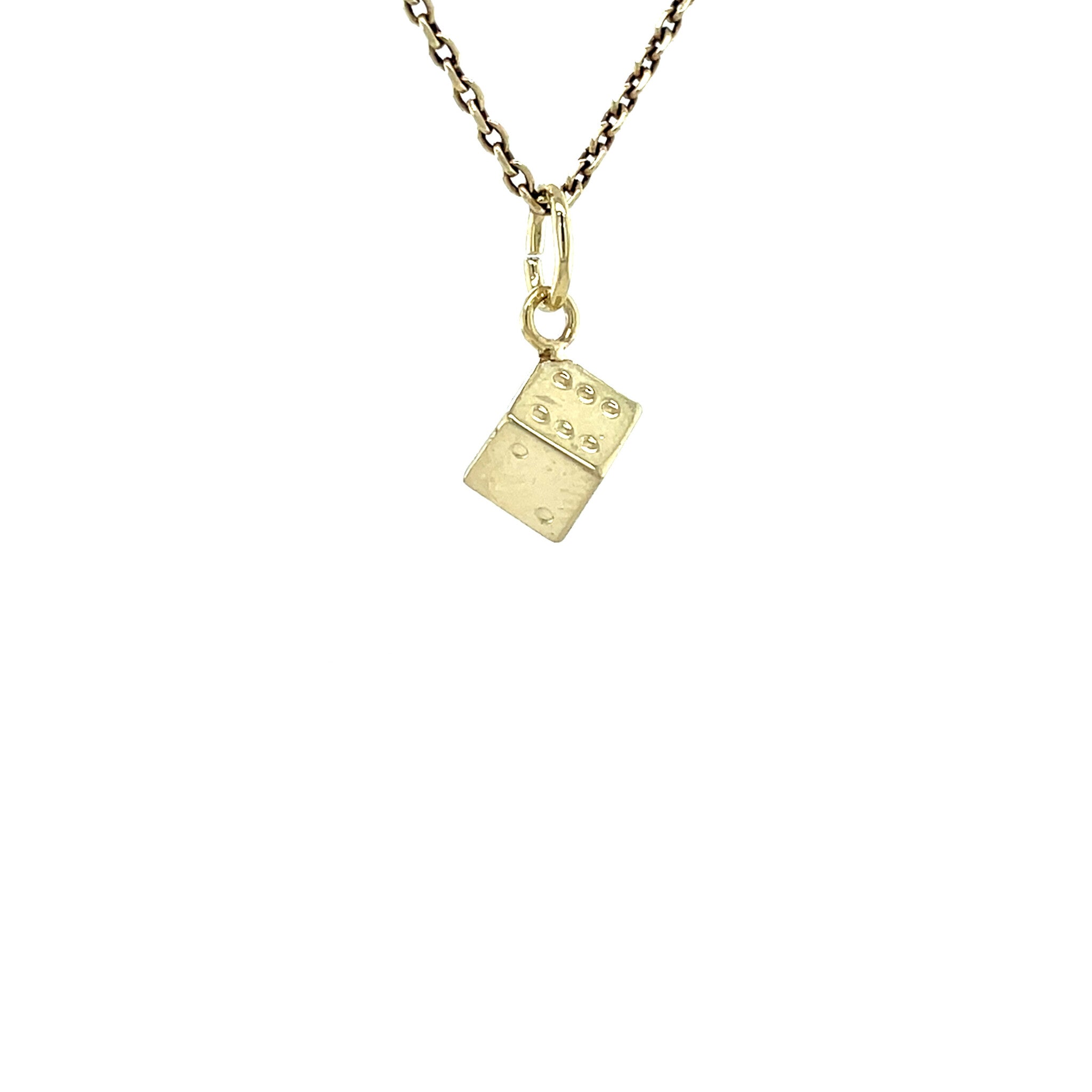 Gouden vintage dobbelsteen hanger 14 krt