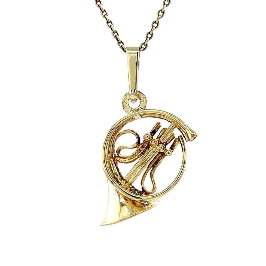 14 kt vintage gold horn pendant