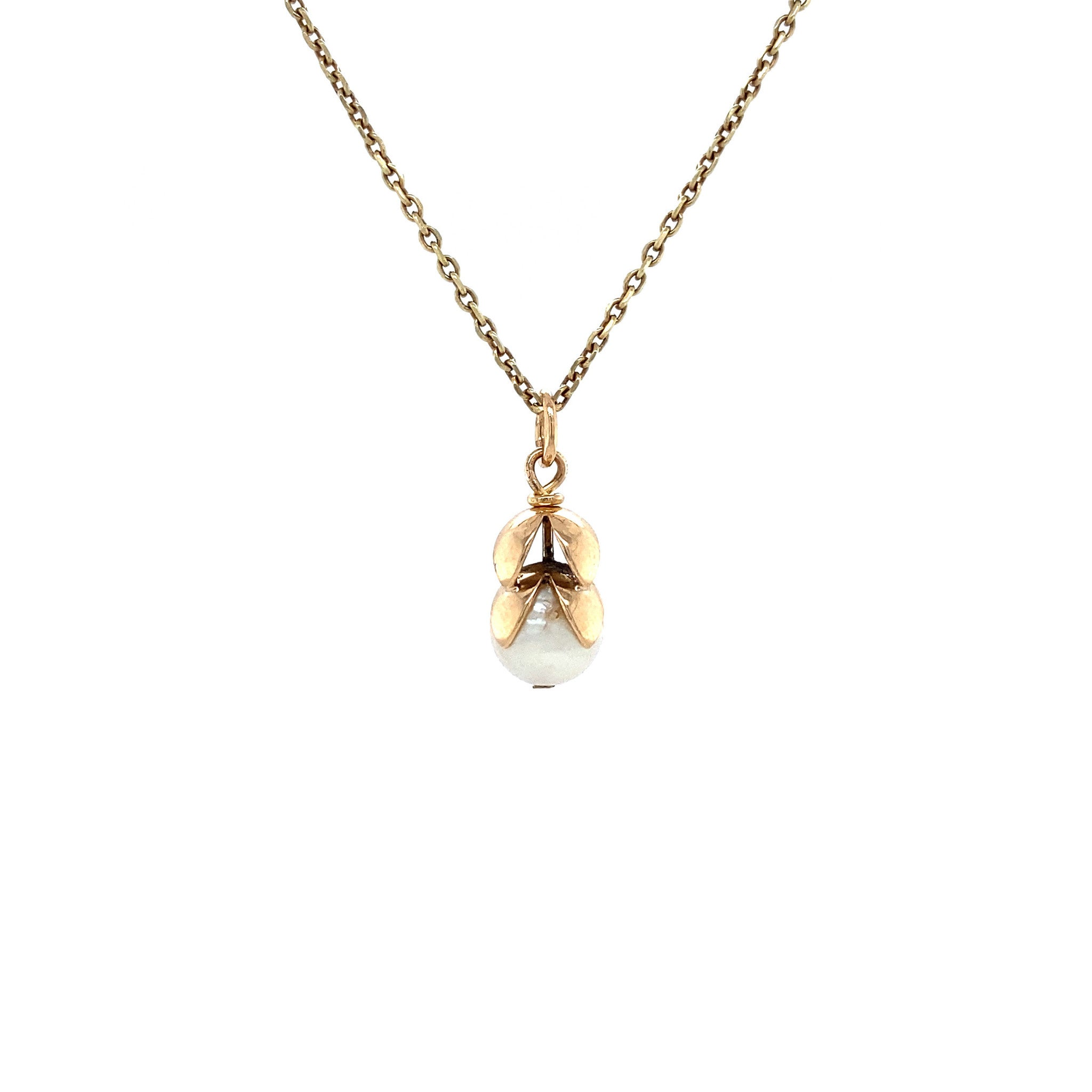 Rose gold pendant with pearl, 14 kt
