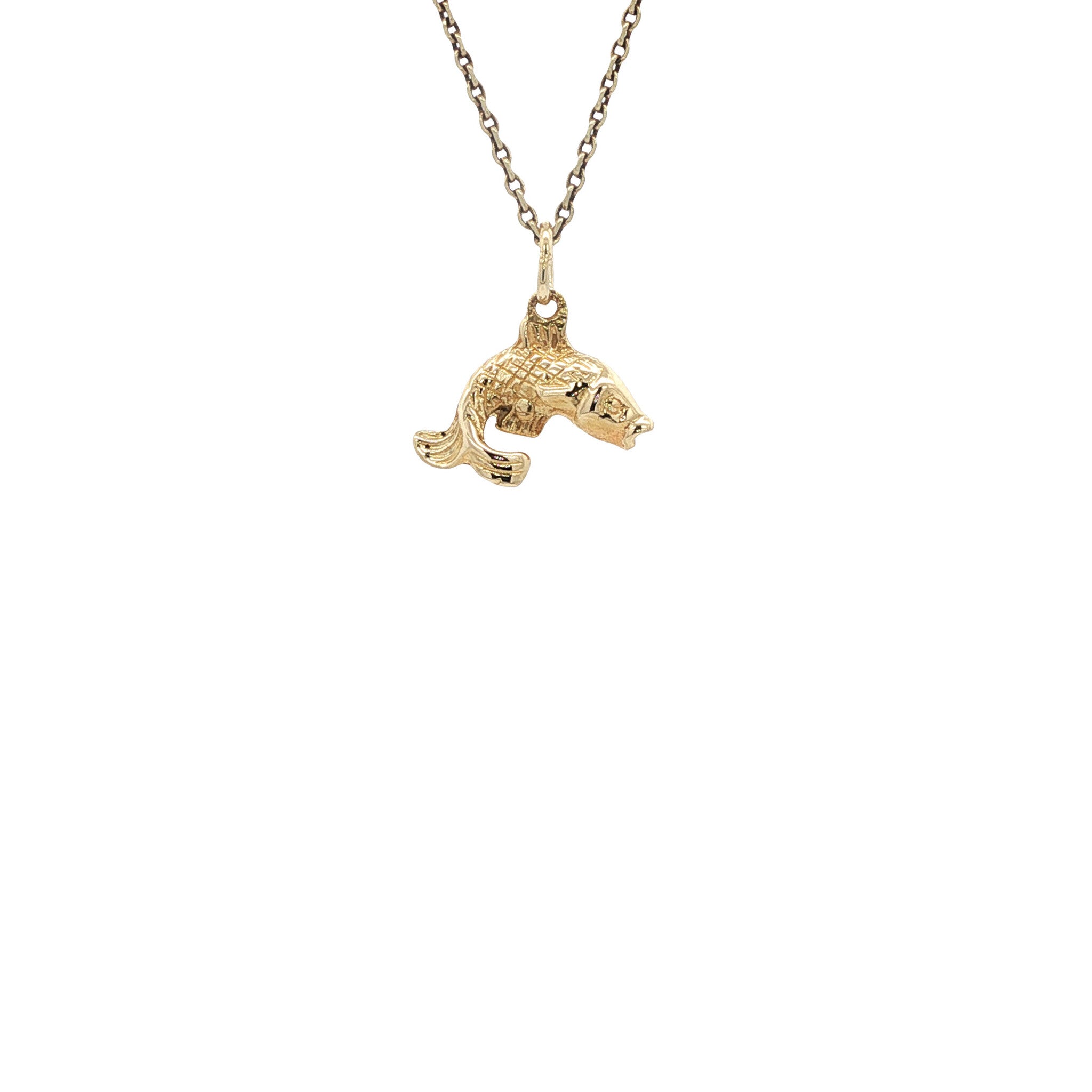 Golden vintage fish pendant 14 kt