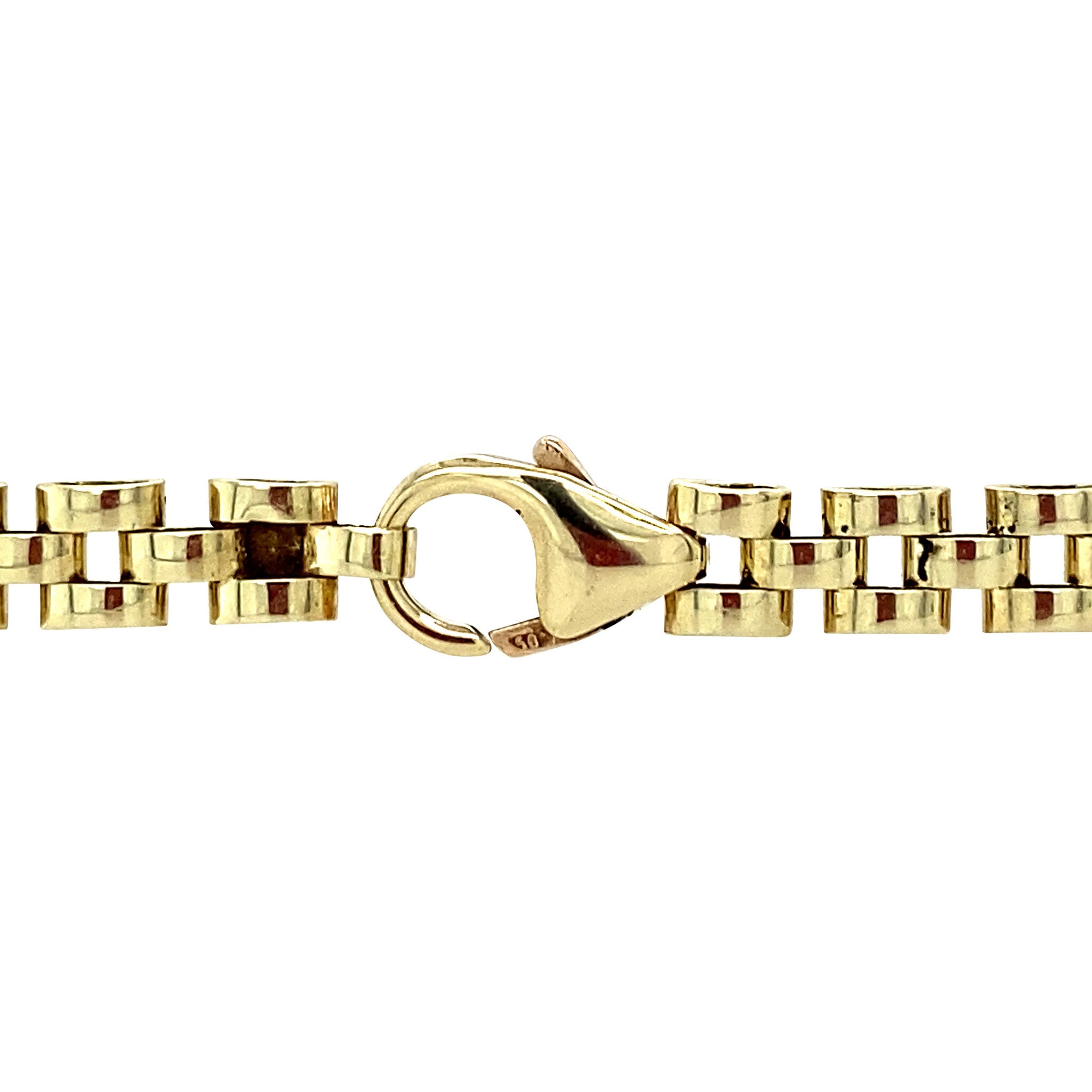 Gouden armband bismarkt met robijn, saffier en smaragd 19 cm 14 krt